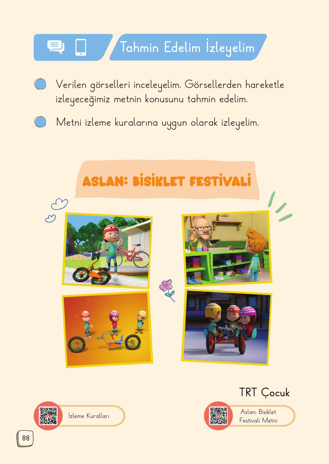 1. Sınıf Meb Yayınları Türkçe Ders Kitabı 1. Kitap Sayfa 88 Cevapları