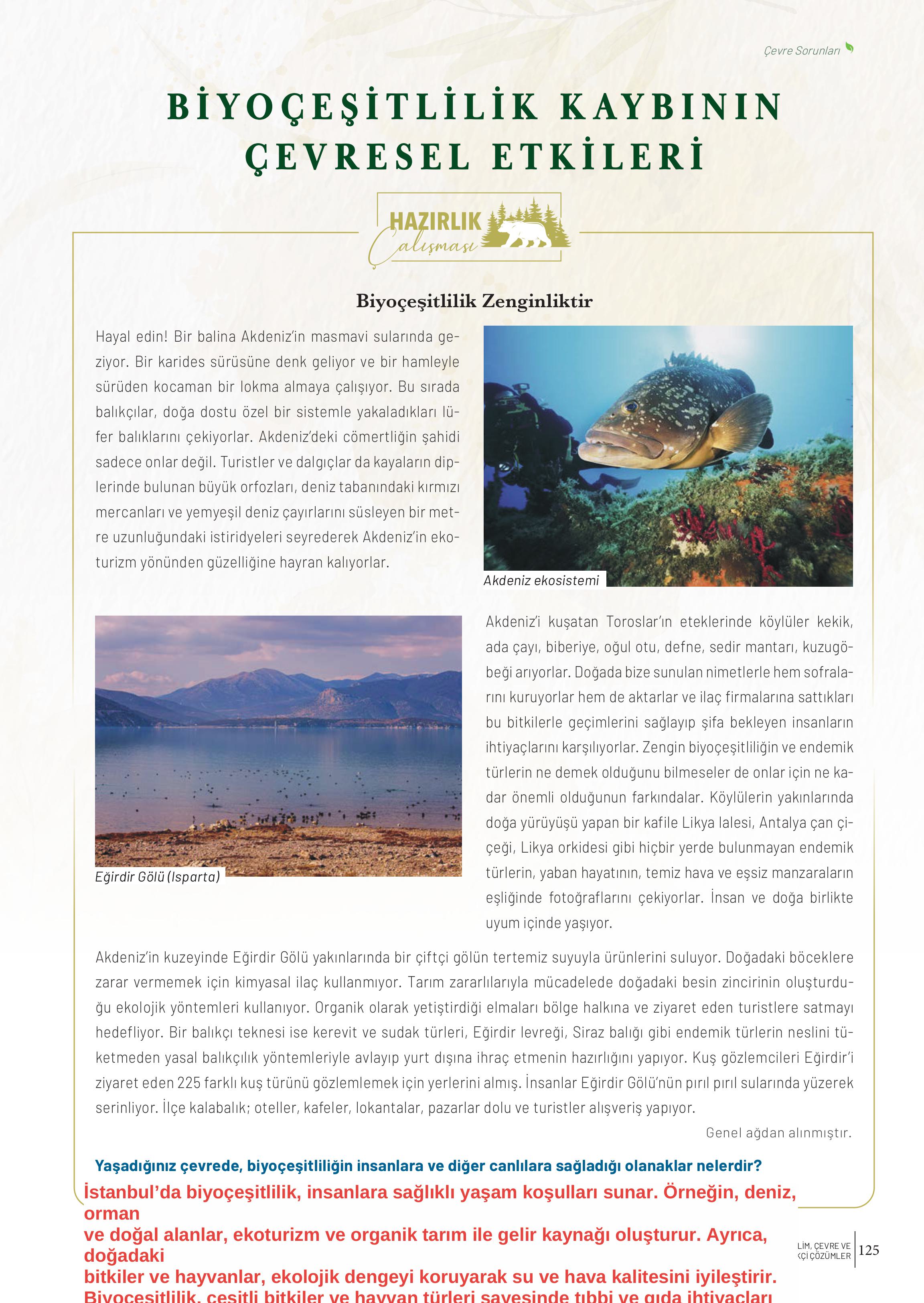 10-11-12. Sınıf Meb Yayınları İklim Çevre Ve Yenilikçi Çözümler Ders Kitabı Sayfa 125 Cevapları