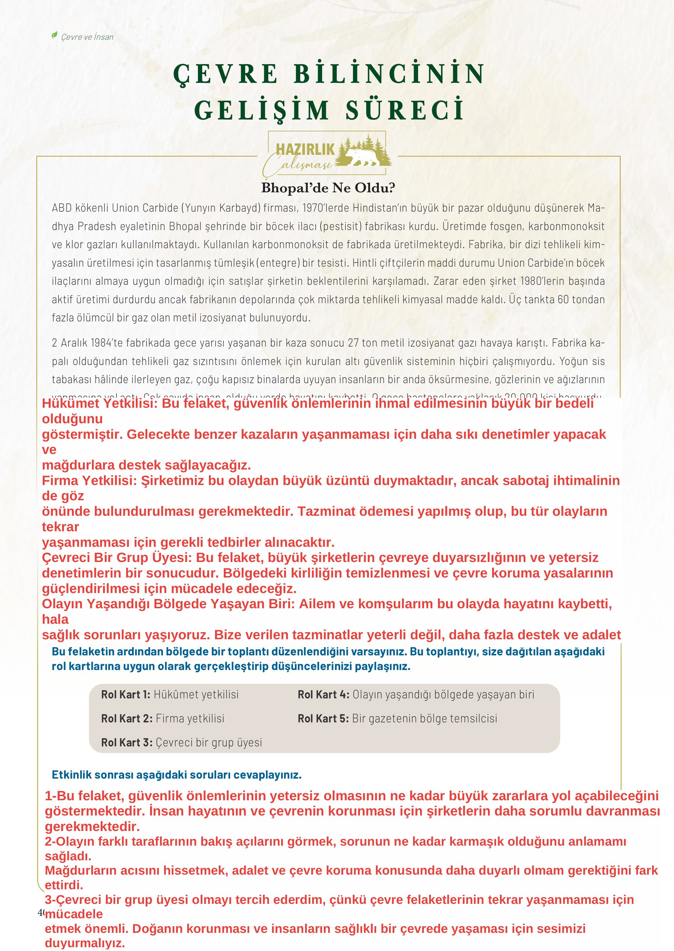 10-11-12. Sınıf Meb Yayınları İklim Çevre Ve Yenilikçi Çözümler Ders Kitabı Sayfa 40 Cevapları