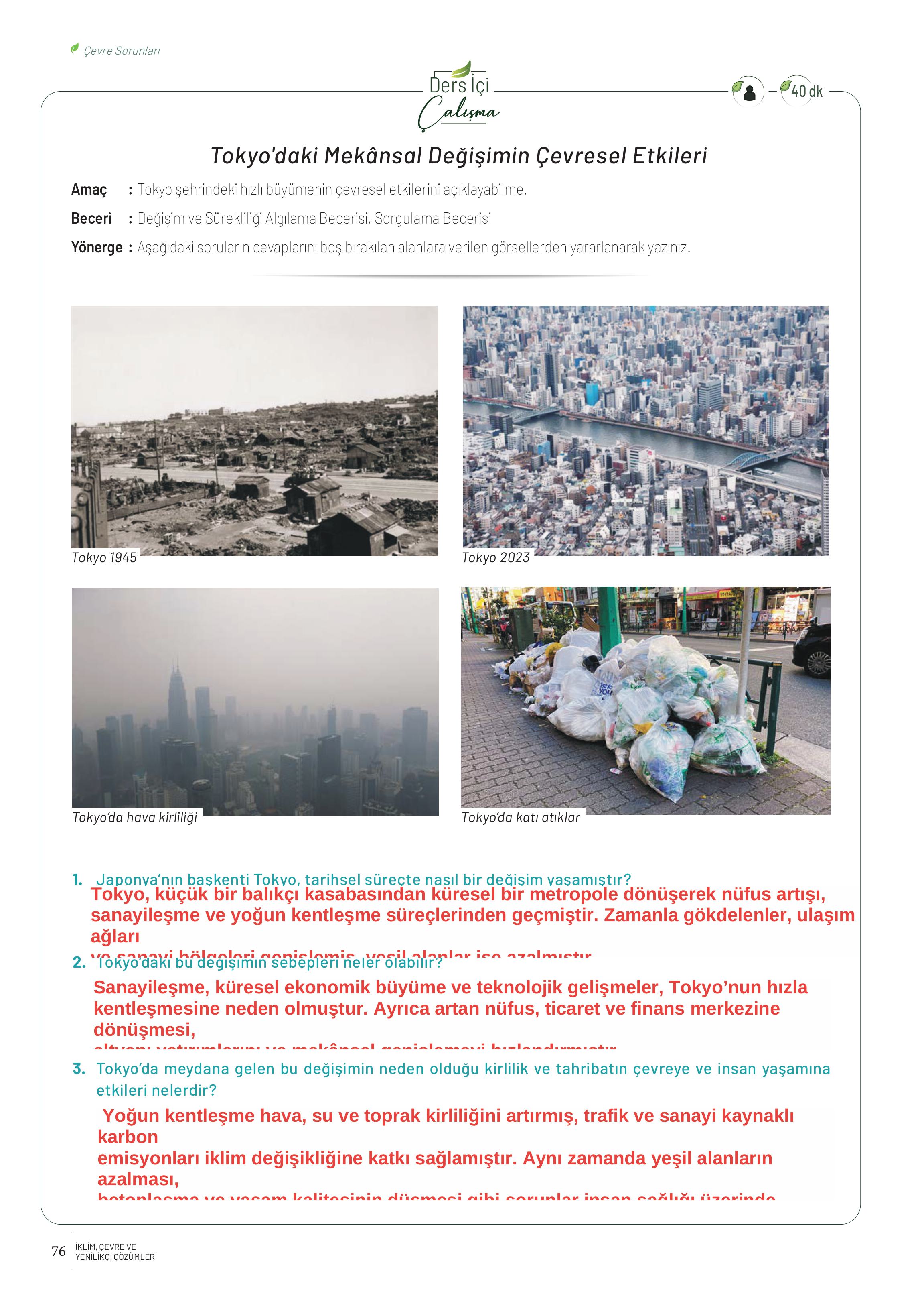 10-11-12. Sınıf Meb Yayınları İklim Çevre Ve Yenilikçi Çözümler Ders Kitabı Sayfa 76 Cevapları