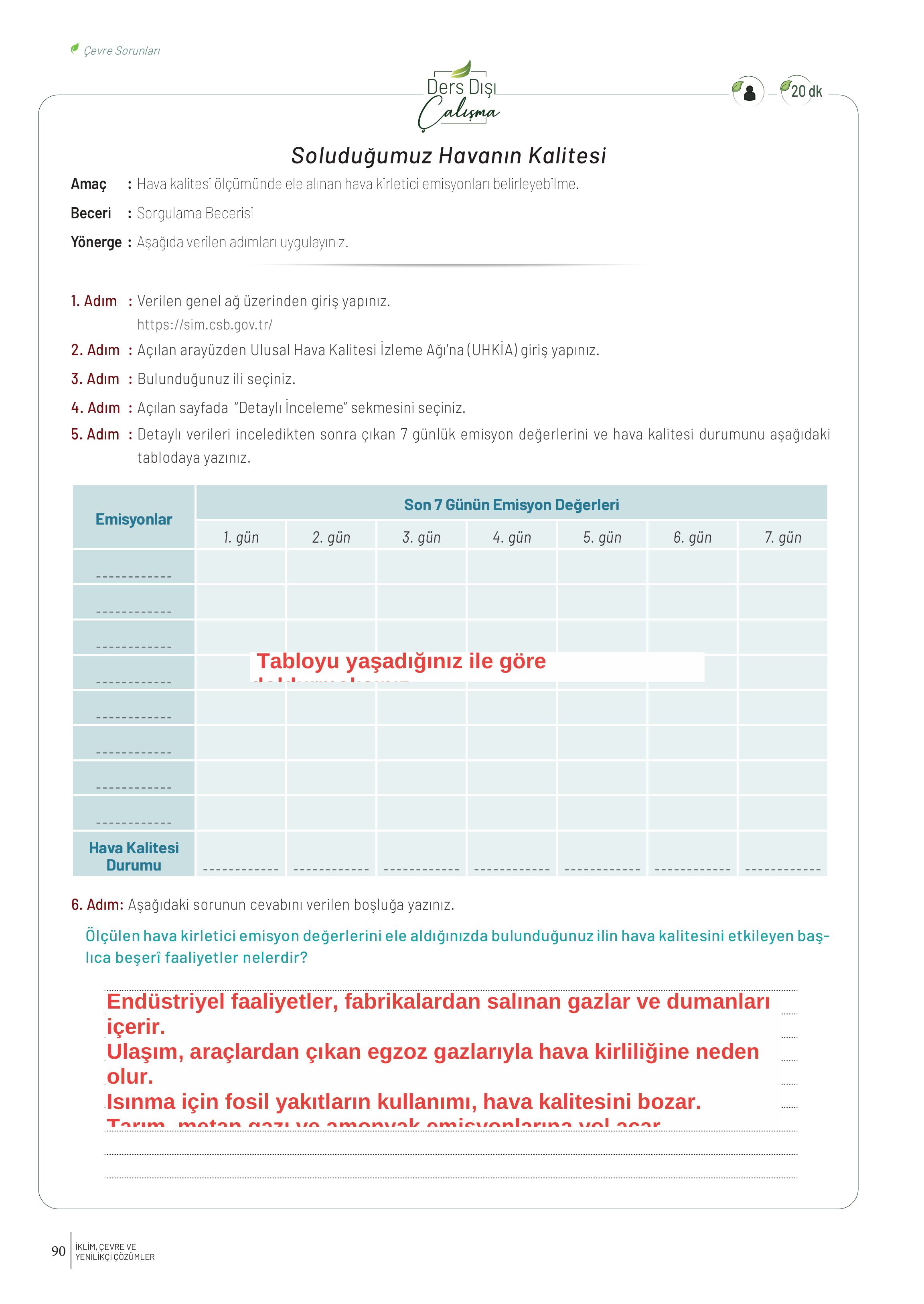 10-11-12. Sınıf Meb Yayınları İklim Çevre Ve Yenilikçi Çözümler Ders Kitabı Sayfa 90 Cevapları 10-11-12. Sınıf Meb Yayınları İklim Çevre Ve Yenilikçi Çözümler Ders Kitabı Sayfa 90 Cevapları