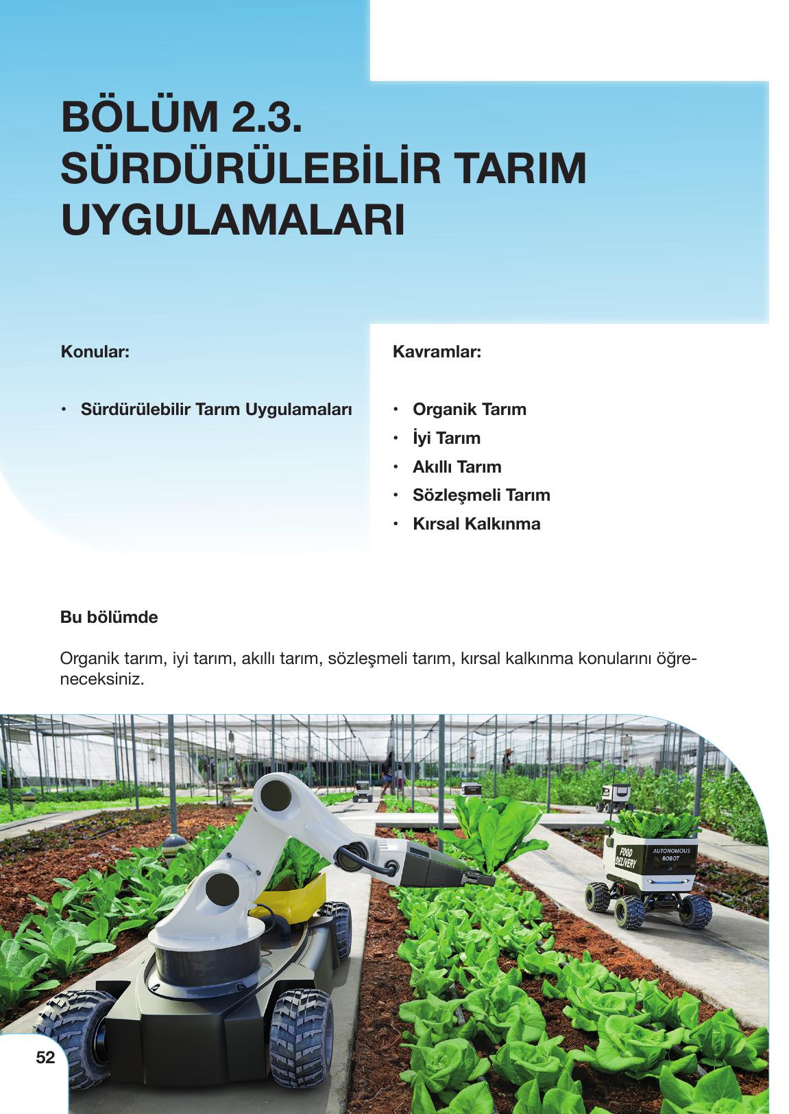 10-11. Sınıf Meb Yayınları Sürdürülebilir Tarım Ve Gıda Güvenliği Ders Kitabı Sayfa 52 Cevapları