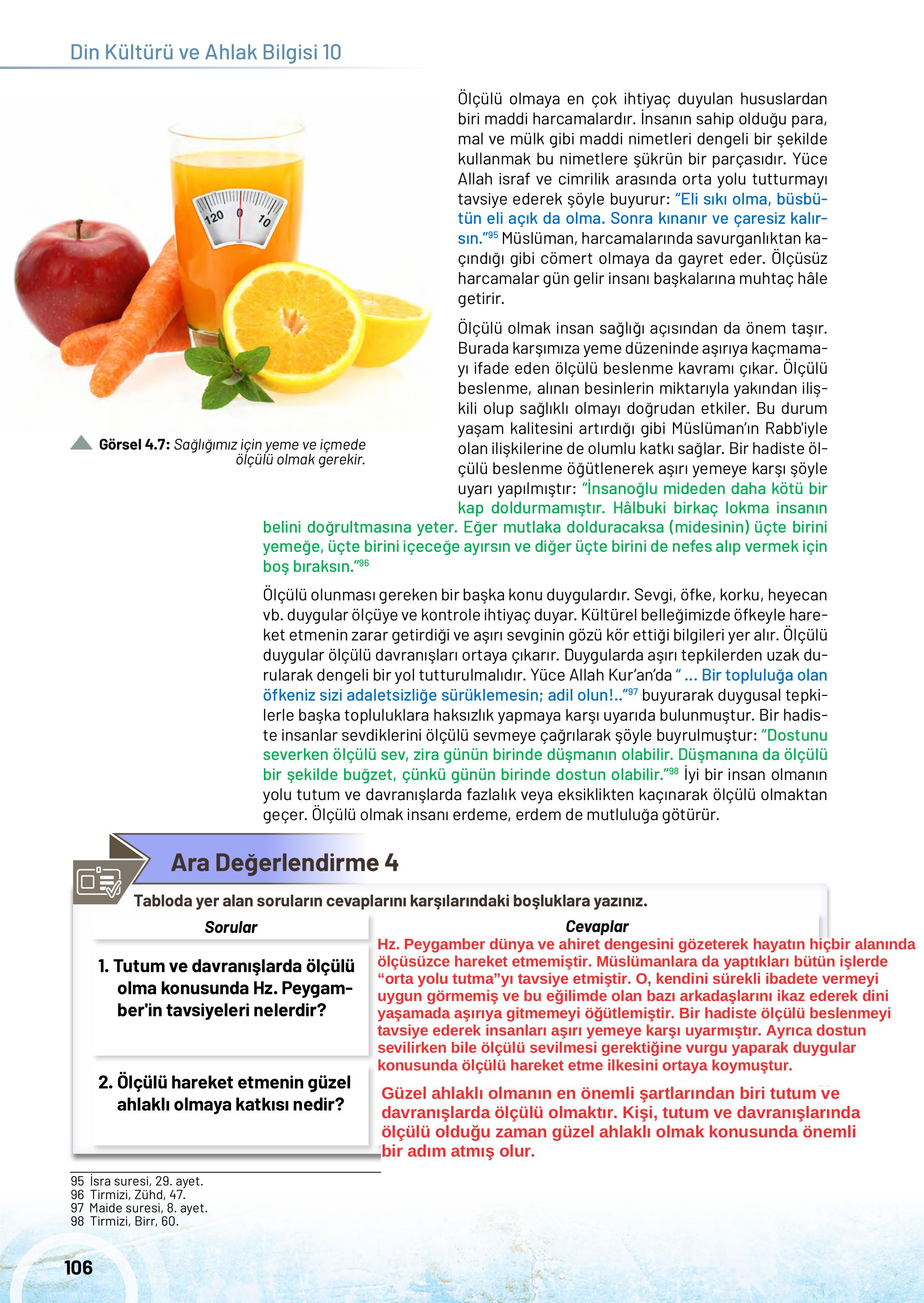 10. Sınıf Meb Yayınları Din Kültürü Ve Ahlak Bilgisi Ders Kitabı Sayfa 106 Cevapları