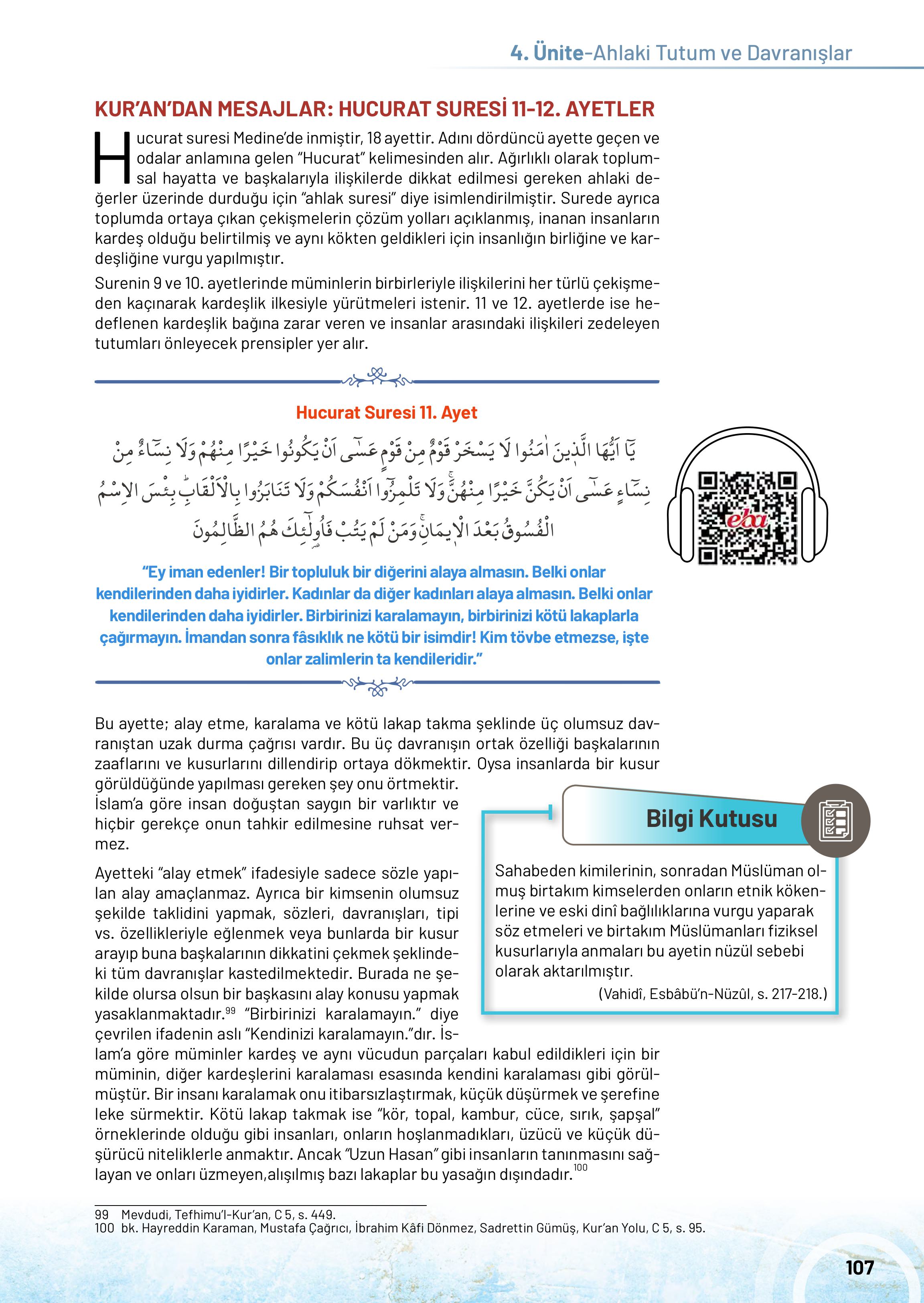10. Sınıf Meb Yayınları Din Kültürü Ve Ahlak Bilgisi Ders Kitabı Sayfa 107 Cevapları