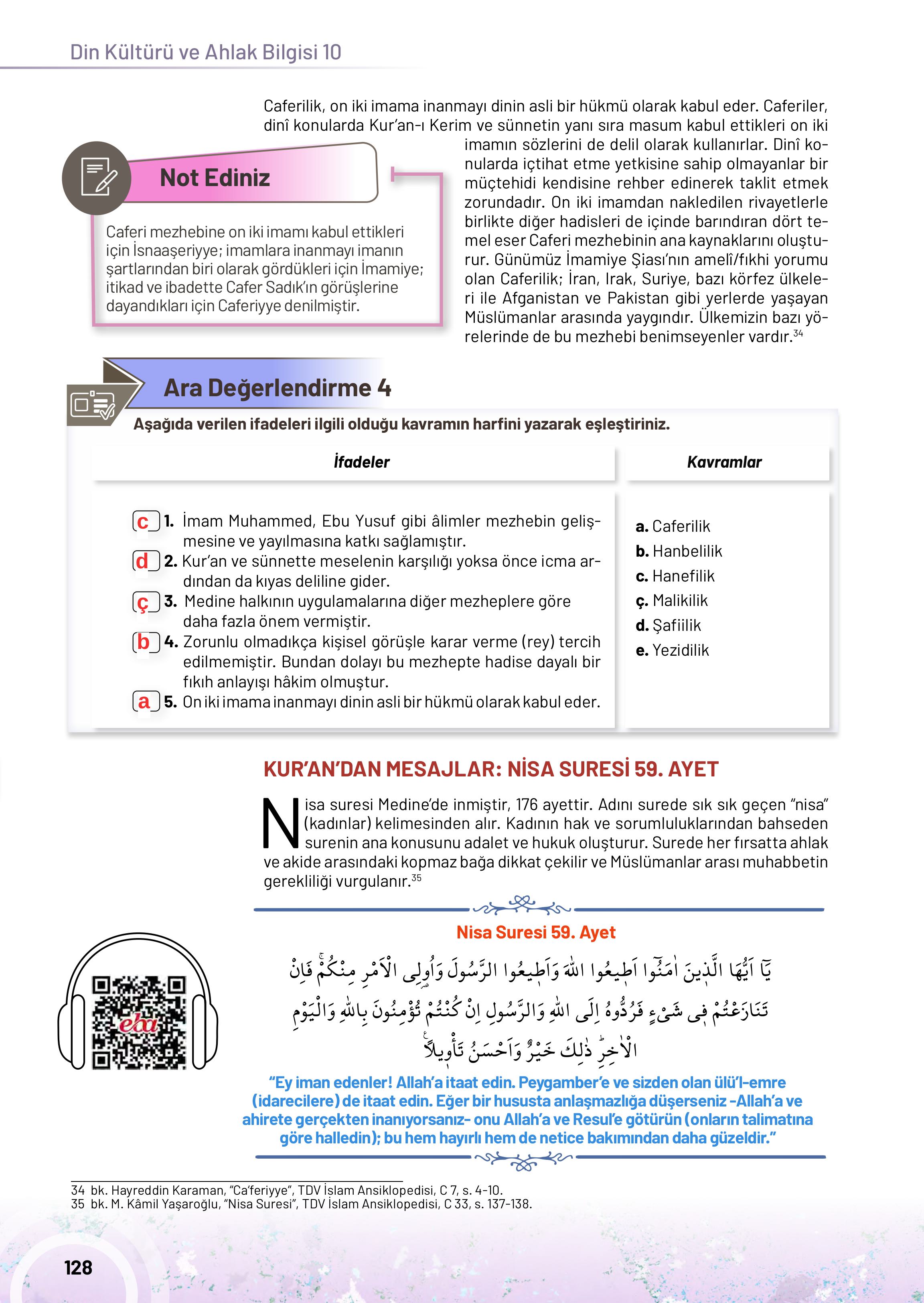 10. Sınıf Meb Yayınları Din Kültürü Ve Ahlak Bilgisi Ders Kitabı Sayfa 128 Cevapları 10. Sınıf Meb Yayınları Din Kültürü Ve Ahlak Bilgisi Ders Kitabı Sayfa 128 Cevapları