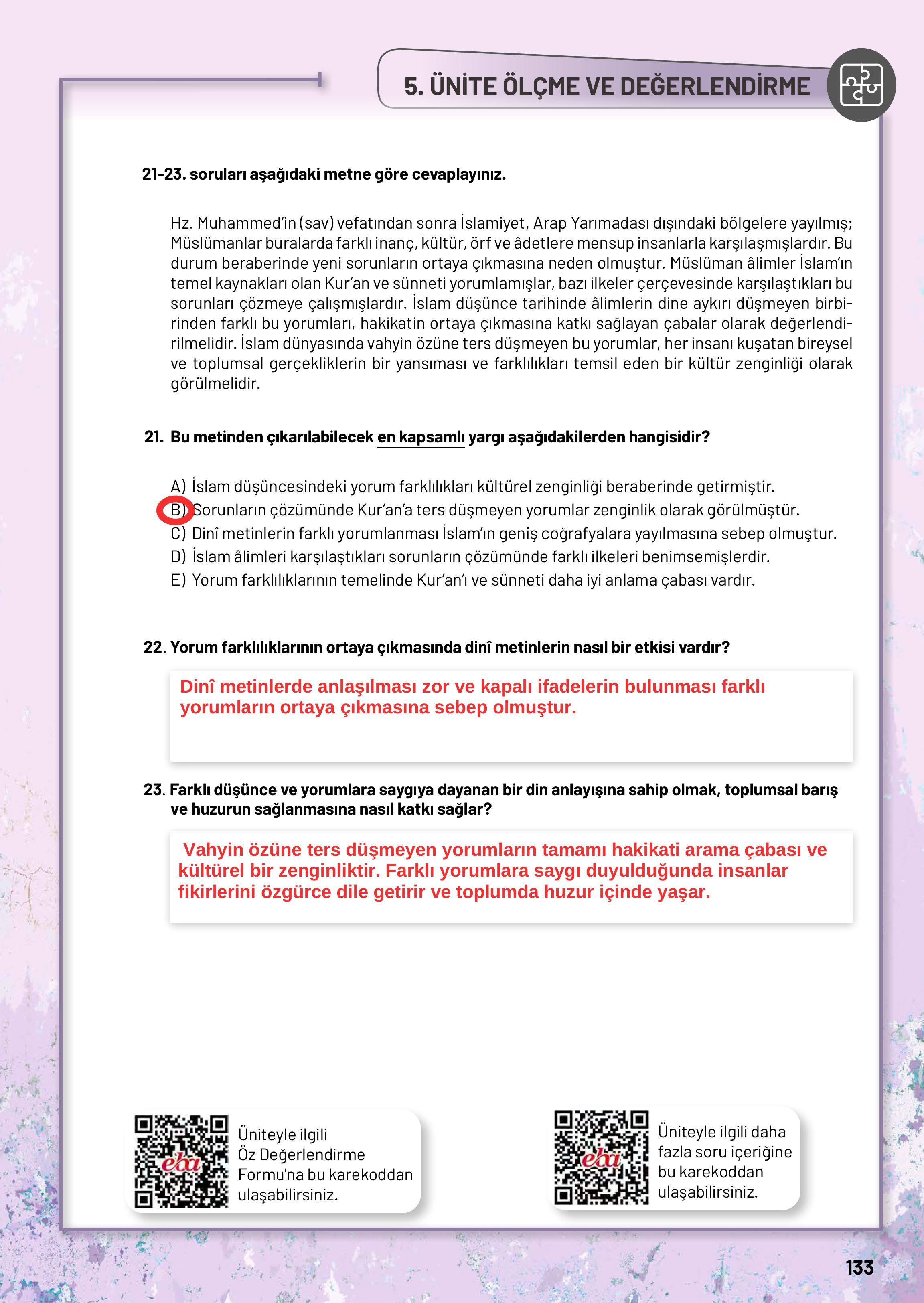 10. Sınıf Meb Yayınları Din Kültürü Ve Ahlak Bilgisi Ders Kitabı Sayfa 133 Cevapları 10. Sınıf Meb Yayınları Din Kültürü Ve Ahlak Bilgisi Ders Kitabı Sayfa 133 Cevapları