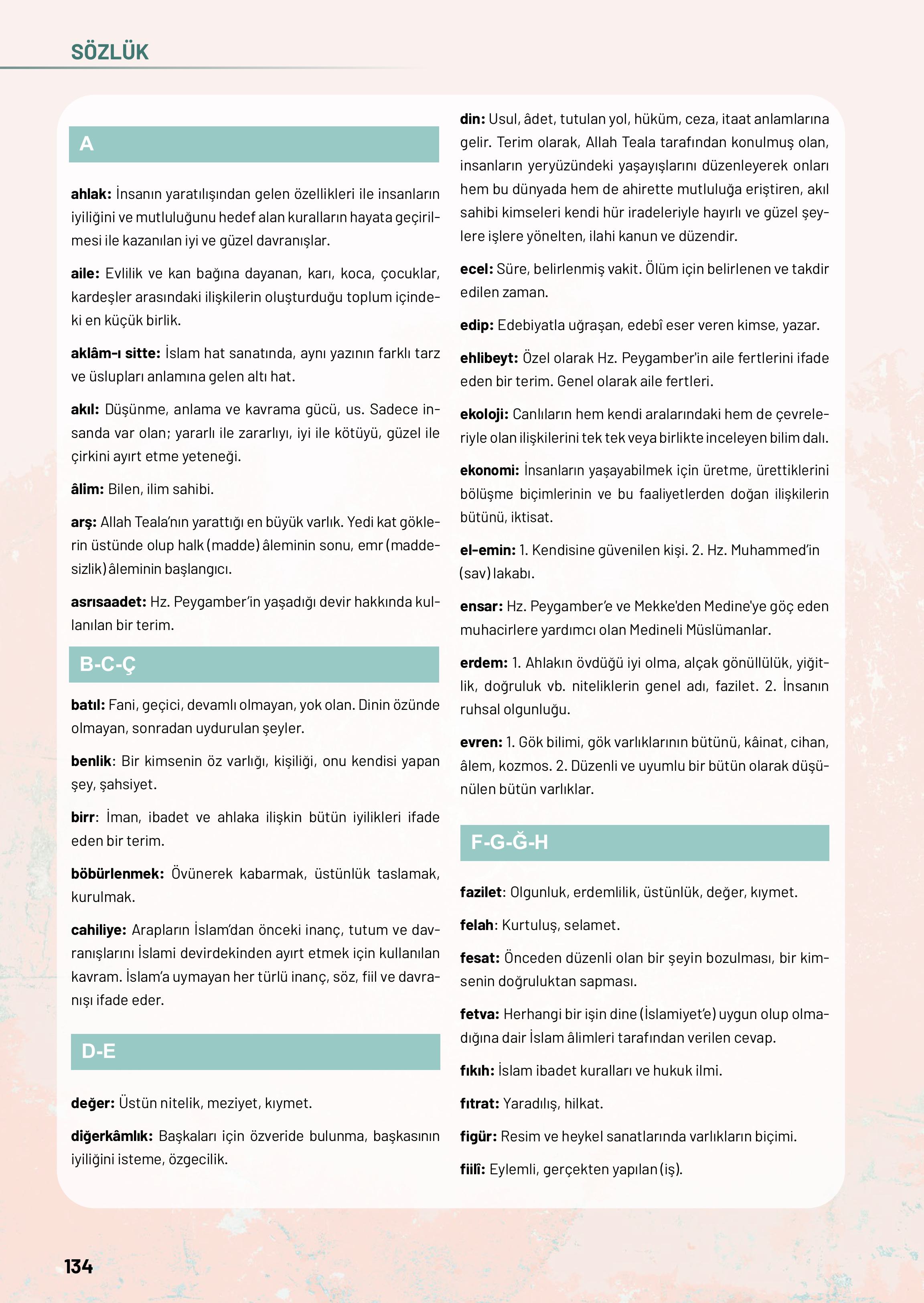 10. Sınıf Meb Yayınları Din Kültürü Ve Ahlak Bilgisi Ders Kitabı Sayfa 134 Cevapları