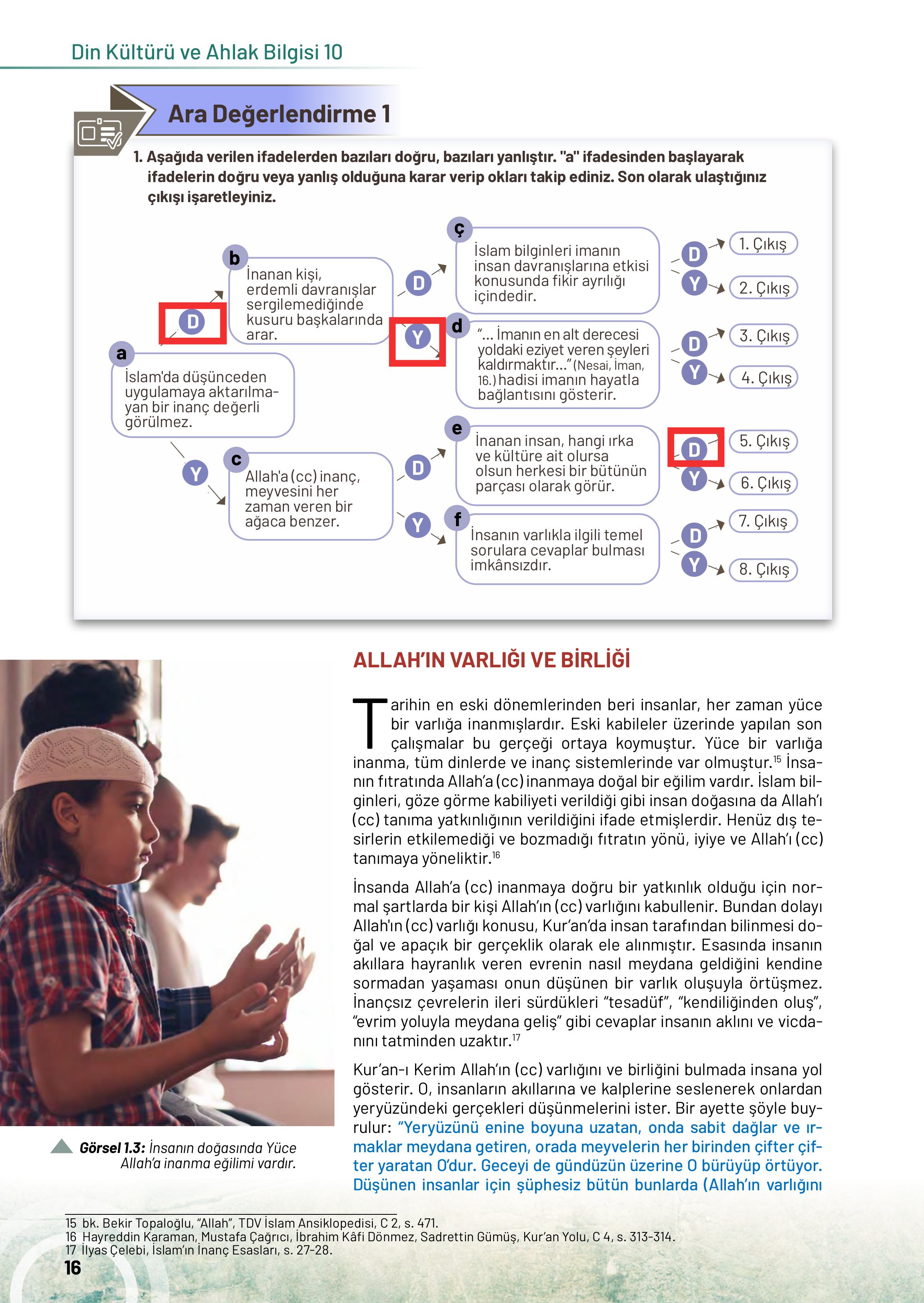 10. Sınıf Meb Yayınları Din Kültürü Ve Ahlak Bilgisi Ders Kitabı Sayfa 16 Cevapları