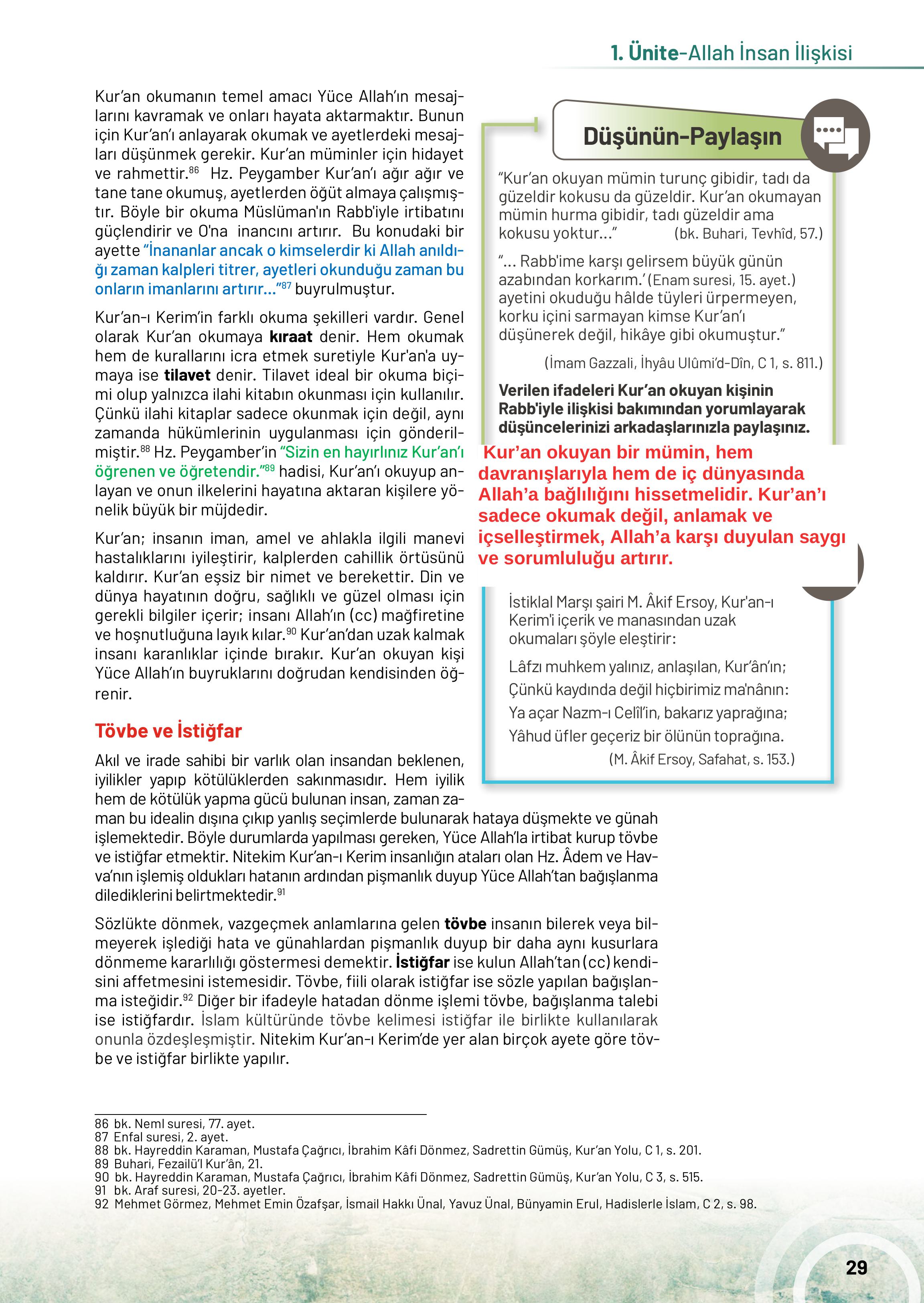 10. Sınıf Meb Yayınları Din Kültürü Ve Ahlak Bilgisi Ders Kitabı Sayfa 29 Cevapları
