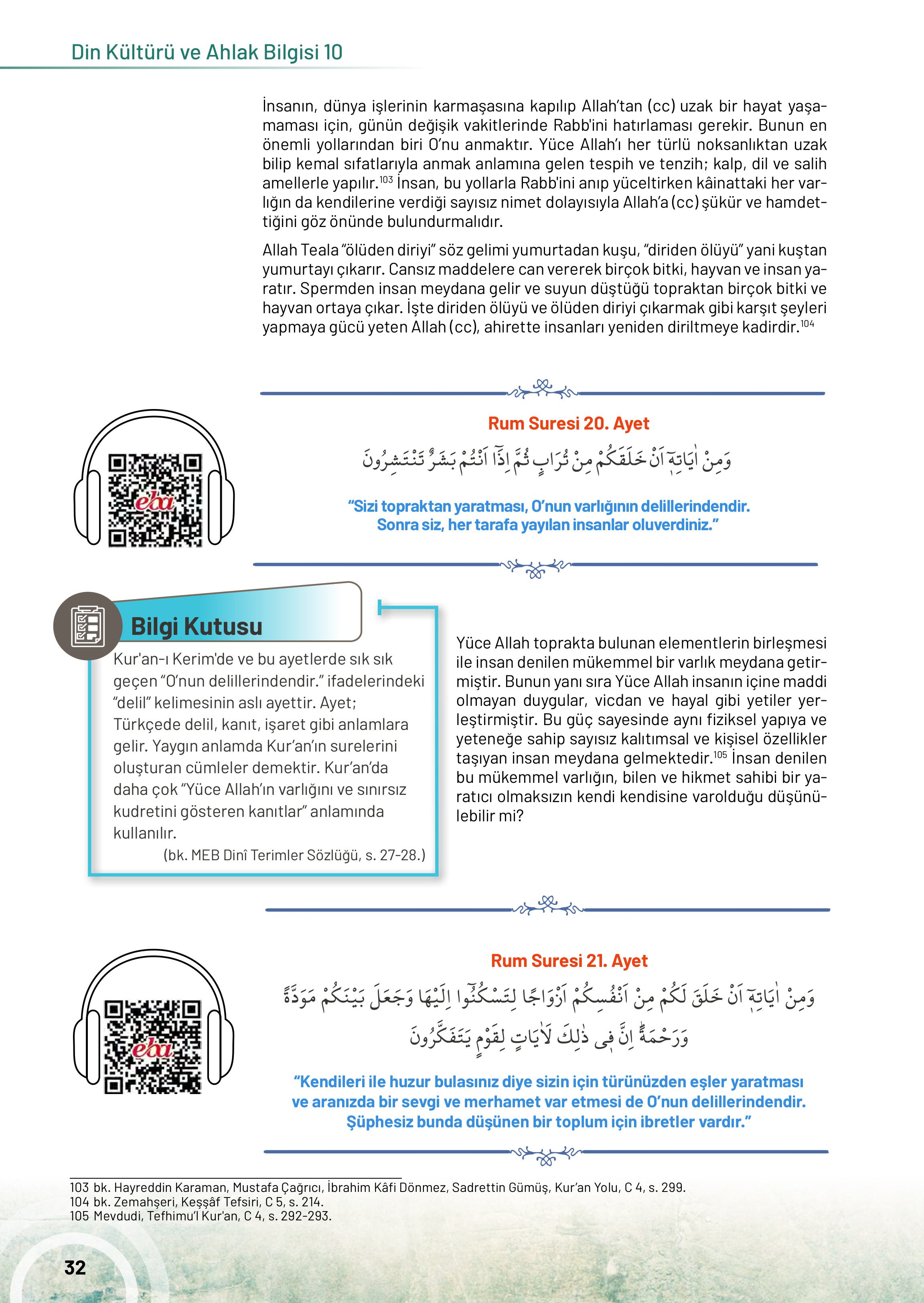 10. Sınıf Meb Yayınları Din Kültürü Ve Ahlak Bilgisi Ders Kitabı Sayfa 32 Cevapları