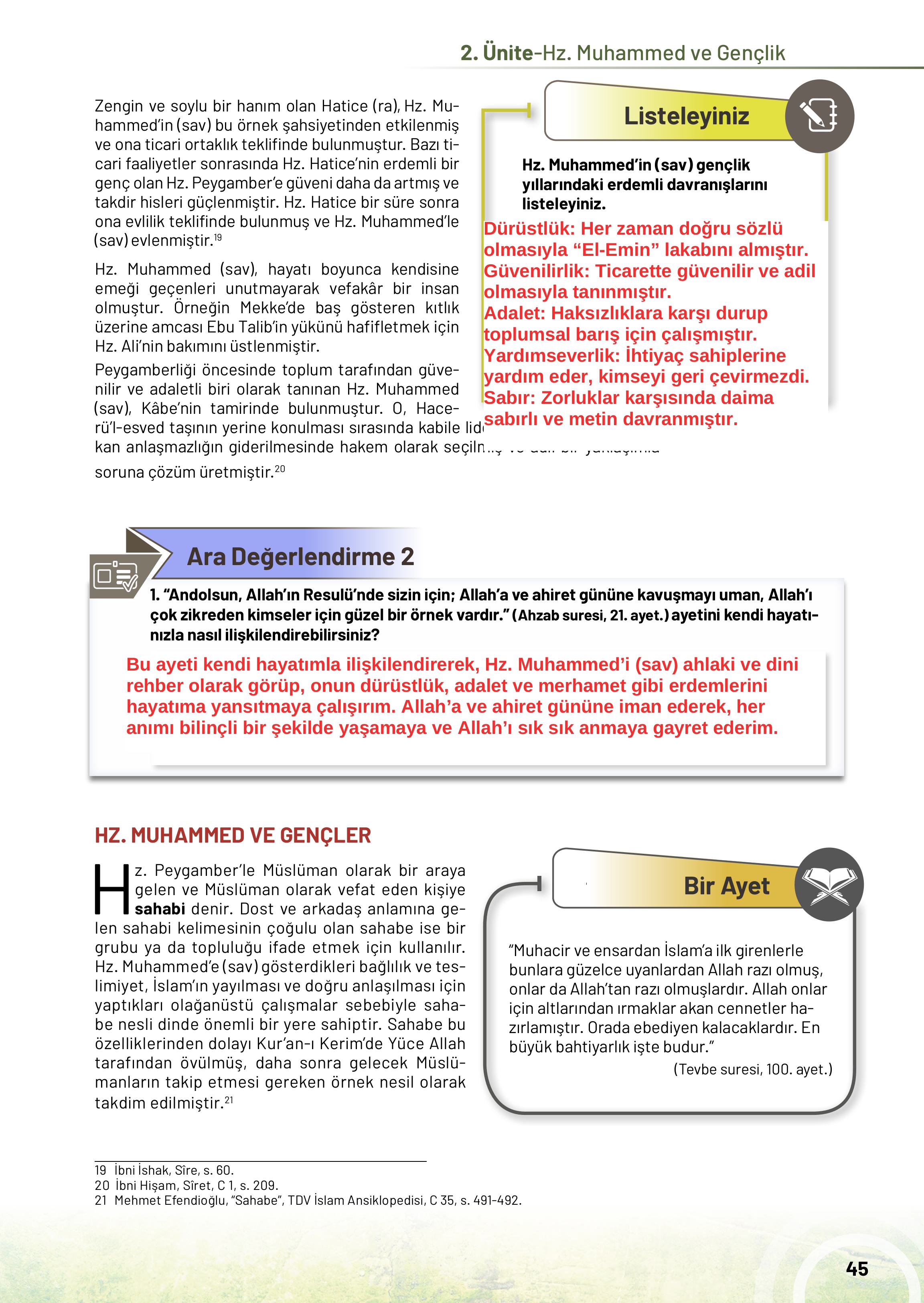 10. Sınıf Meb Yayınları Din Kültürü Ve Ahlak Bilgisi Ders Kitabı Sayfa 45 Cevapları 10. Sınıf Meb Yayınları Din Kültürü Ve Ahlak Bilgisi Ders Kitabı Sayfa 45 Cevapları