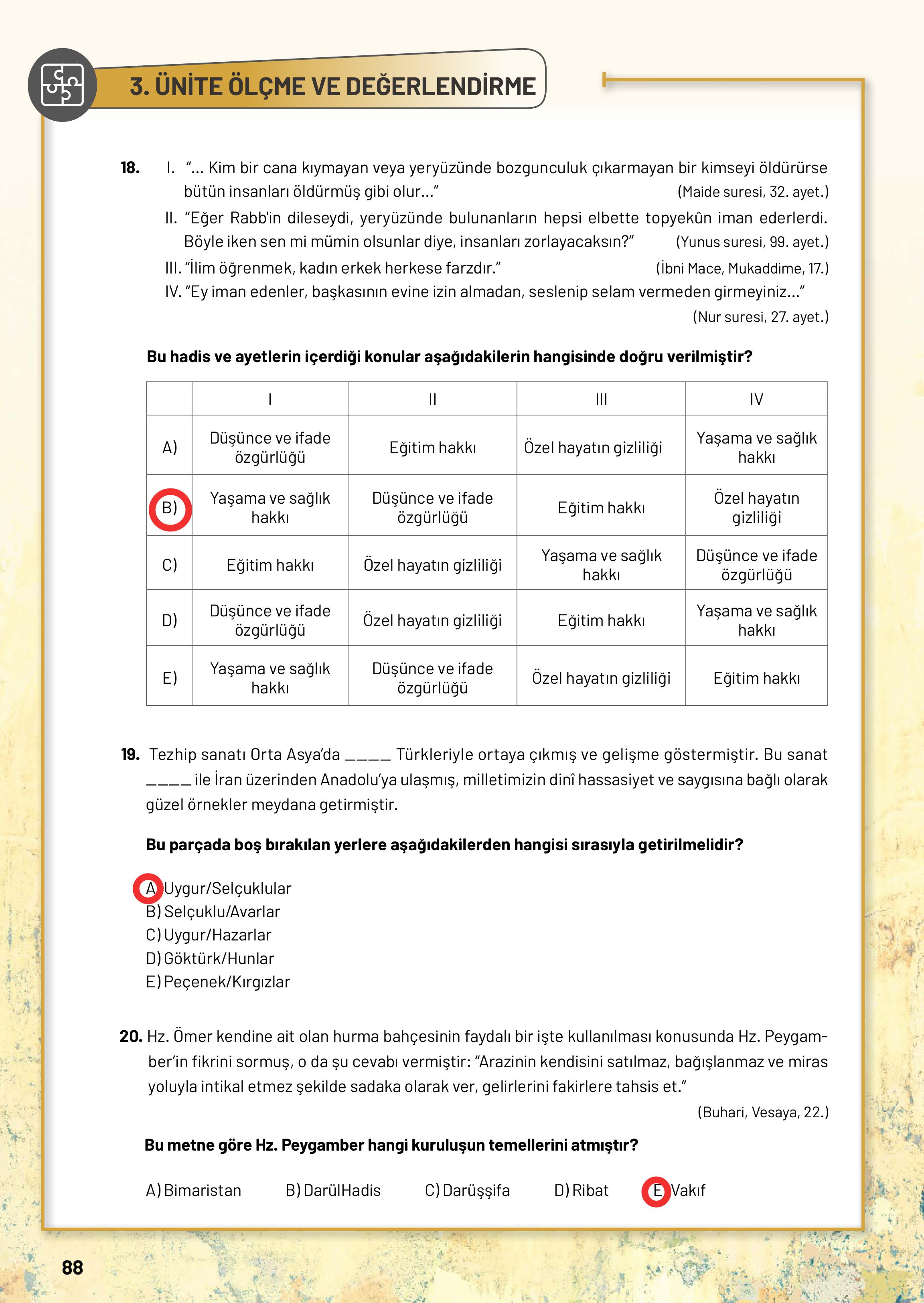 10. Sınıf Meb Yayınları Din Kültürü Ve Ahlak Bilgisi Ders Kitabı Sayfa 88 Cevapları 10. Sınıf Meb Yayınları Din Kültürü Ve Ahlak Bilgisi Ders Kitabı Sayfa 88 Cevapları
