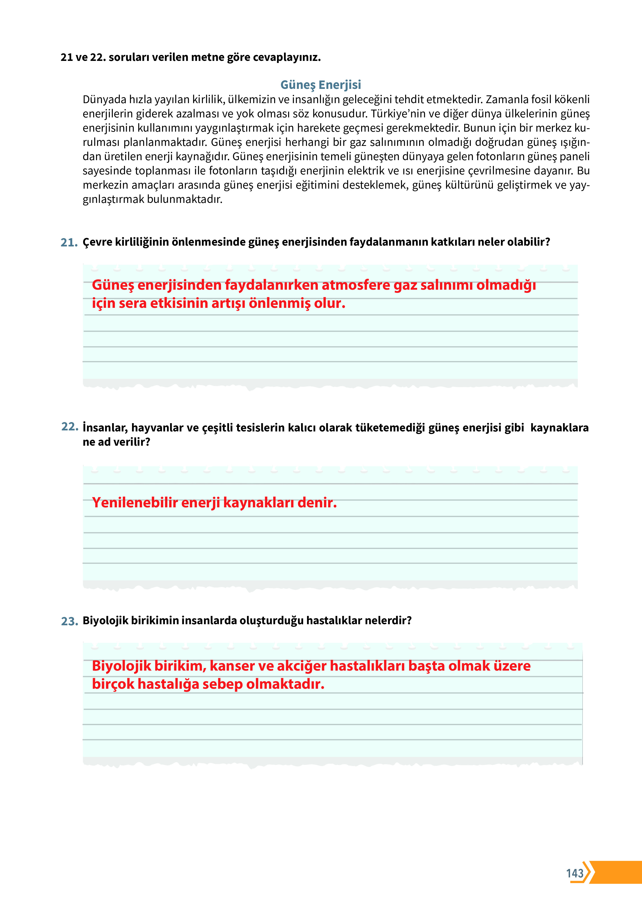 10. Sınıf Meb Yayınları Fen Lisesi Biyoloji Ders Kitabı Sayfa 143 Cevapları 10. Sınıf Meb Yayınları Fen Lisesi Biyoloji Ders Kitabı Sayfa 143 Cevapları