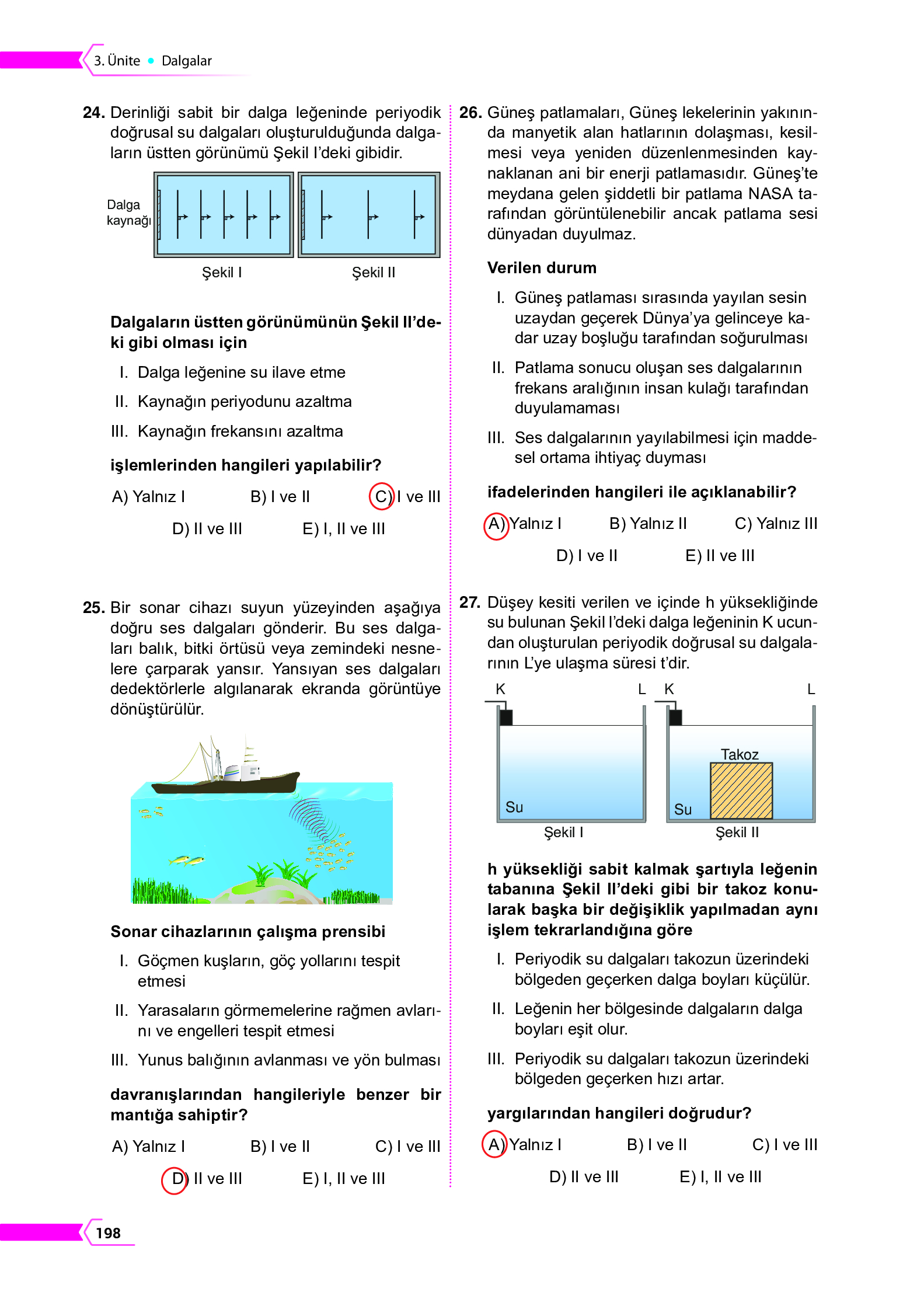 10. Sınıf Meb Yayınları Fen Lisesi Fizik Ders Kitabı Sayfa 198 Cevapları
