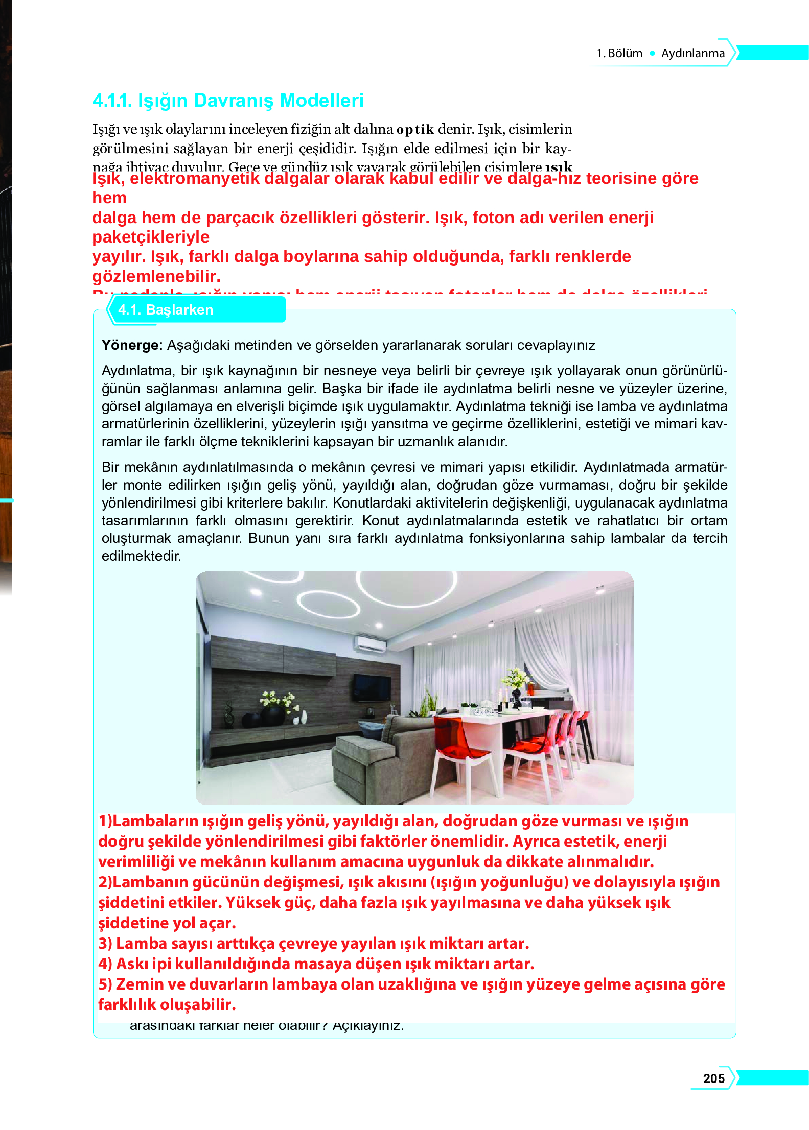 10. Sınıf Meb Yayınları Fen Lisesi Fizik Ders Kitabı Sayfa 205 Cevapları