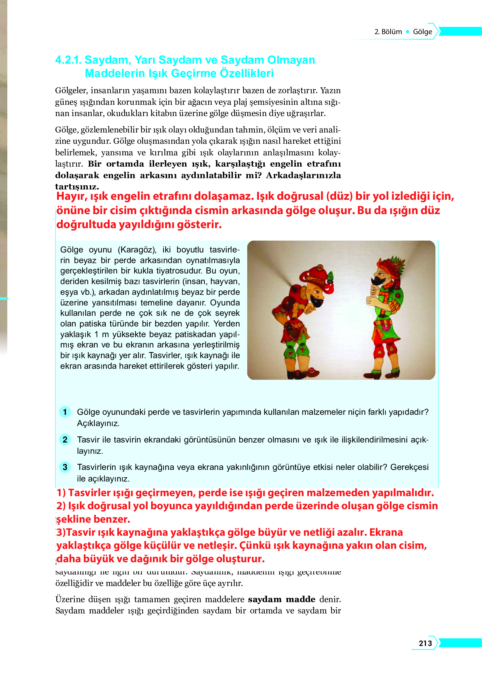 10. Sınıf Meb Yayınları Fen Lisesi Fizik Ders Kitabı Sayfa 213 Cevapları