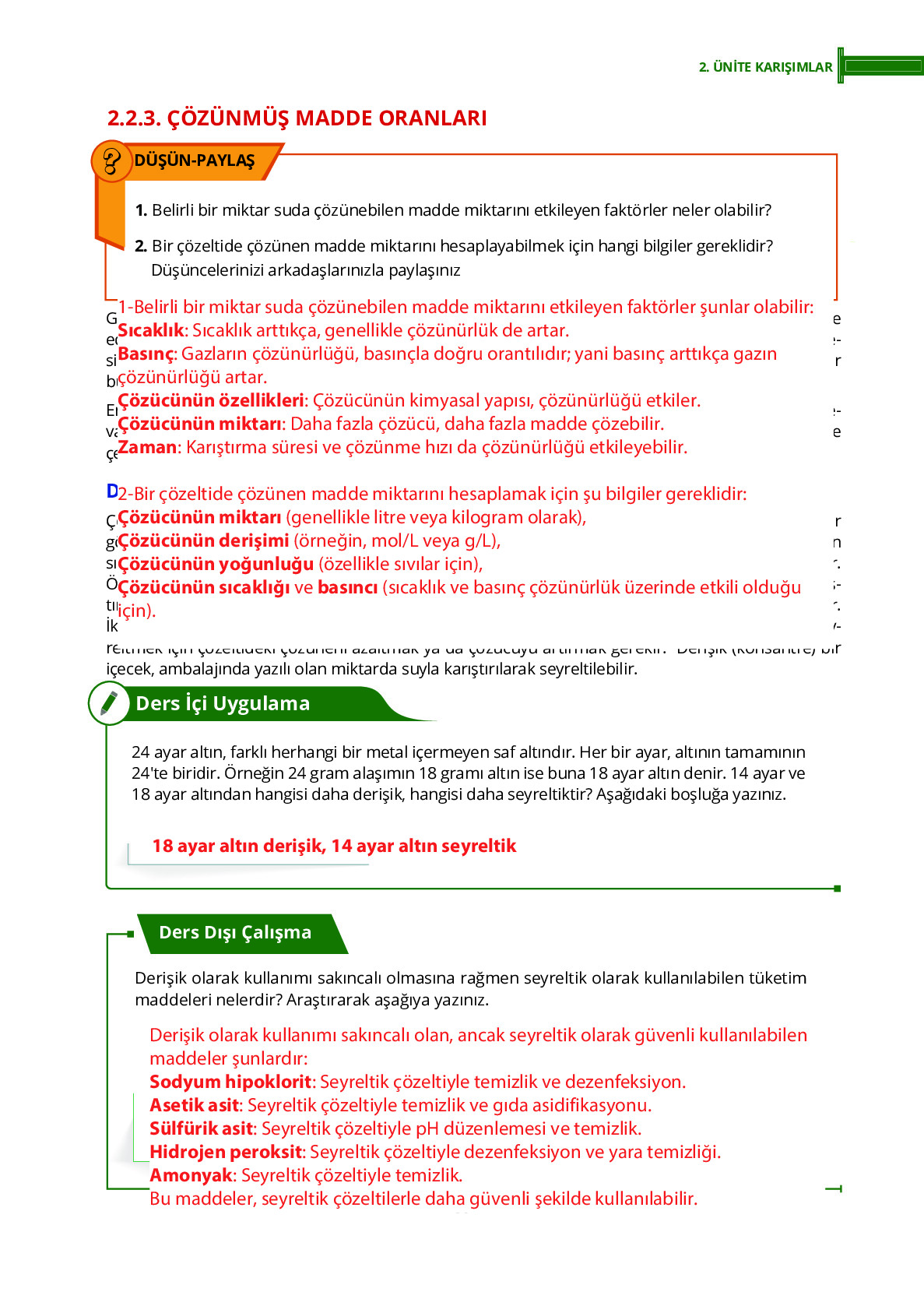 10. Sınıf Meb Yayınları Fen Lisesi Kimya Ders Kitabı Sayfa 85 Cevapları