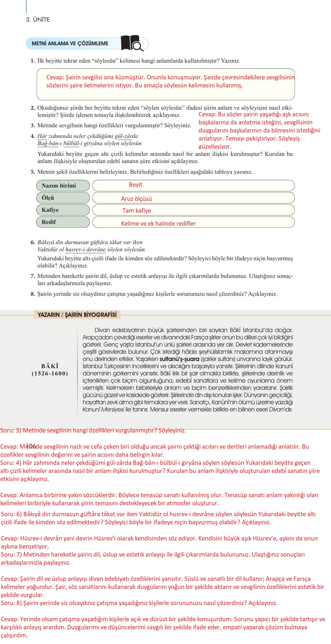 10. Sınıf Meb Yayınları Türk Dili Ve Edebiyatı Ders Kitabı Sayfa 106 Cevapları
