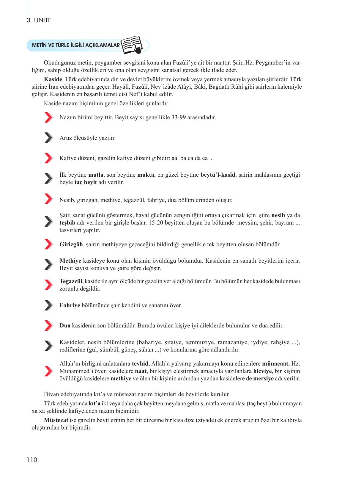 10. Sınıf Meb Yayınları Türk Dili Ve Edebiyatı Ders Kitabı Sayfa 110 Cevapları