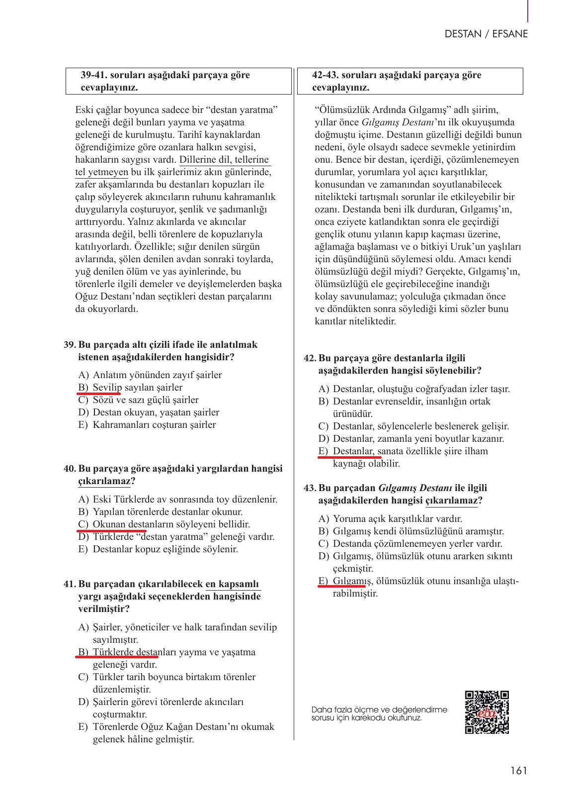 10. Sınıf Meb Yayınları Türk Dili Ve Edebiyatı Ders Kitabı Sayfa 161 Cevapları