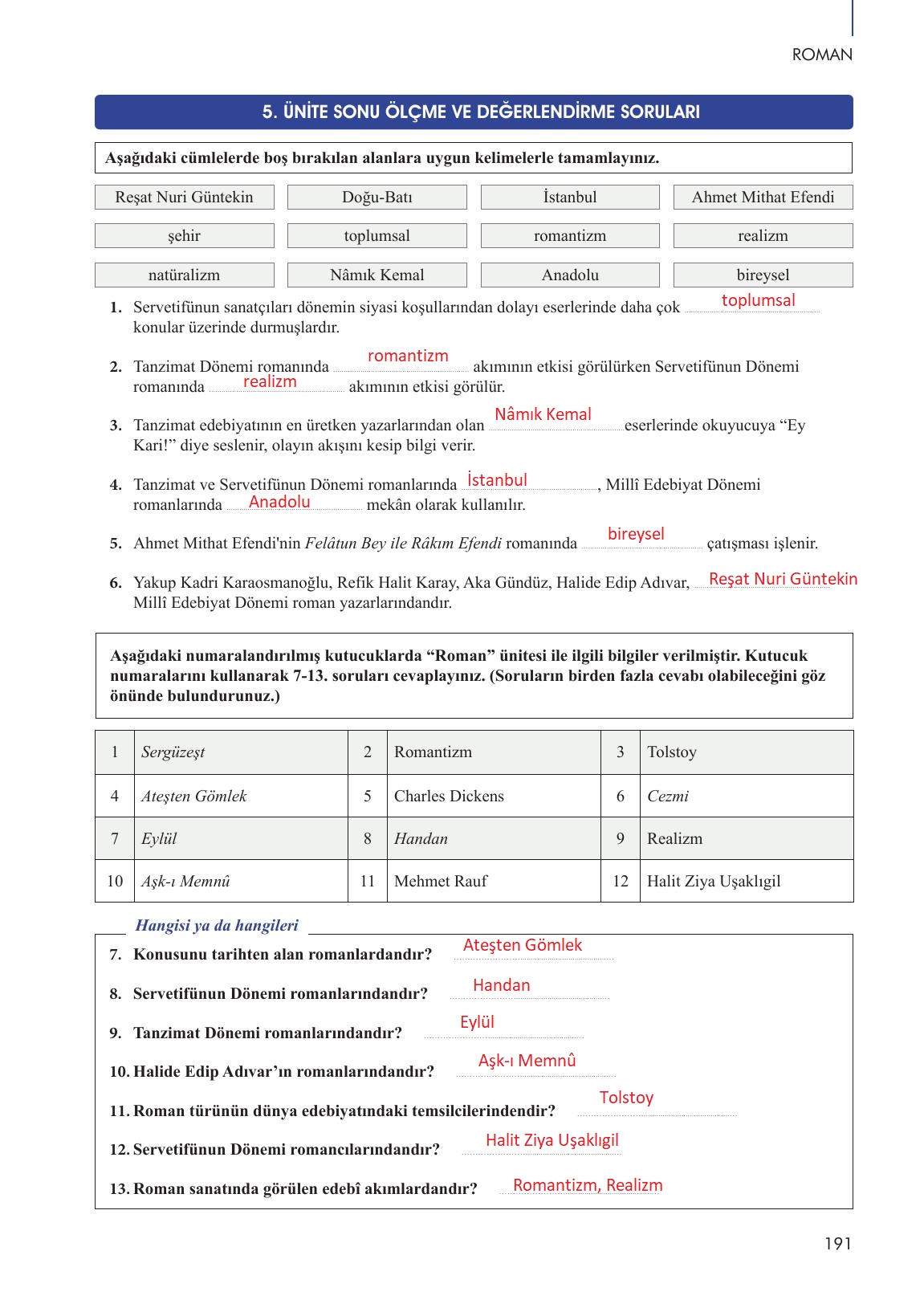 10. Sınıf Meb Yayınları Türk Dili Ve Edebiyatı Ders Kitabı Sayfa 191 Cevapları 10. Sınıf Meb Yayınları Türk Dili Ve Edebiyatı Ders Kitabı Sayfa 191 Cevapları