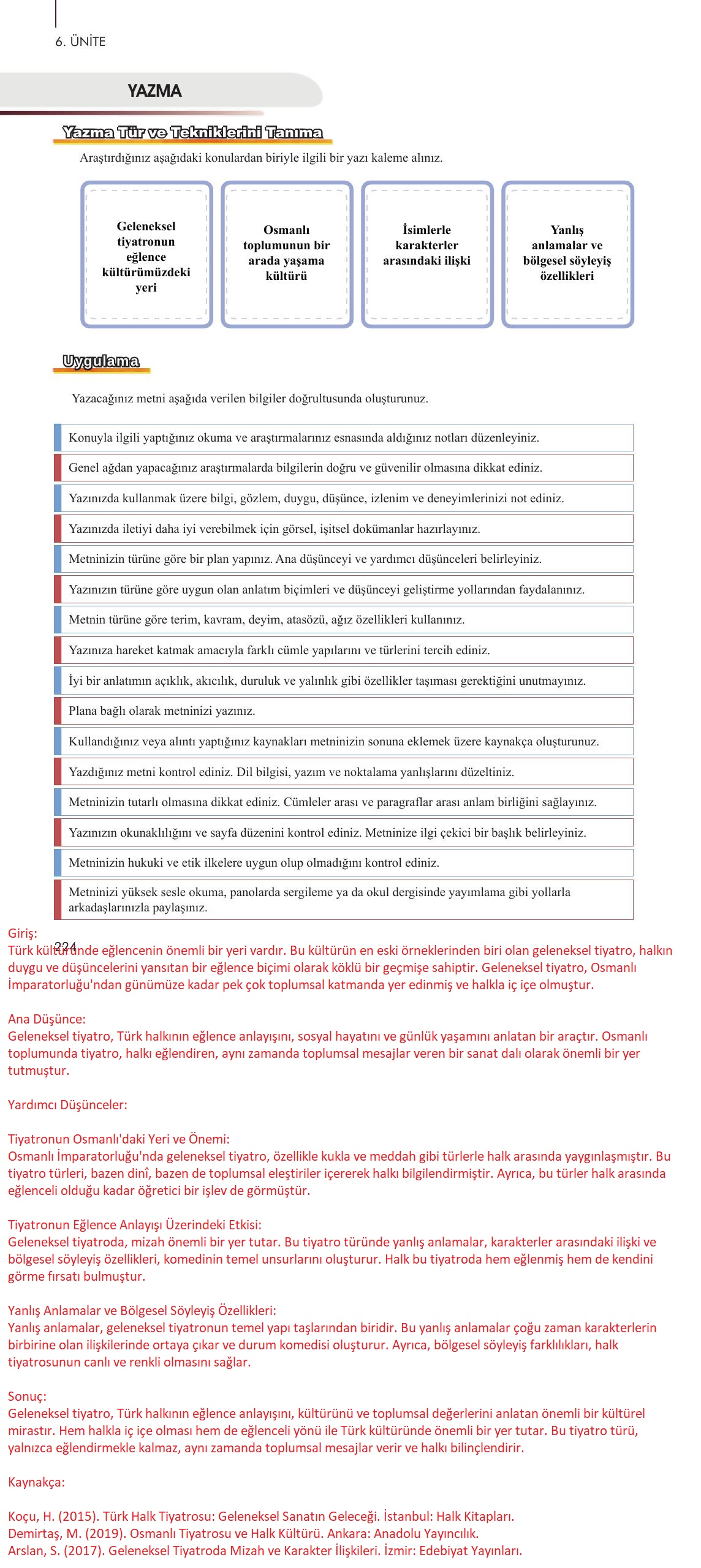 10. Sınıf Meb Yayınları Türk Dili Ve Edebiyatı Ders Kitabı Sayfa 224 Cevapları