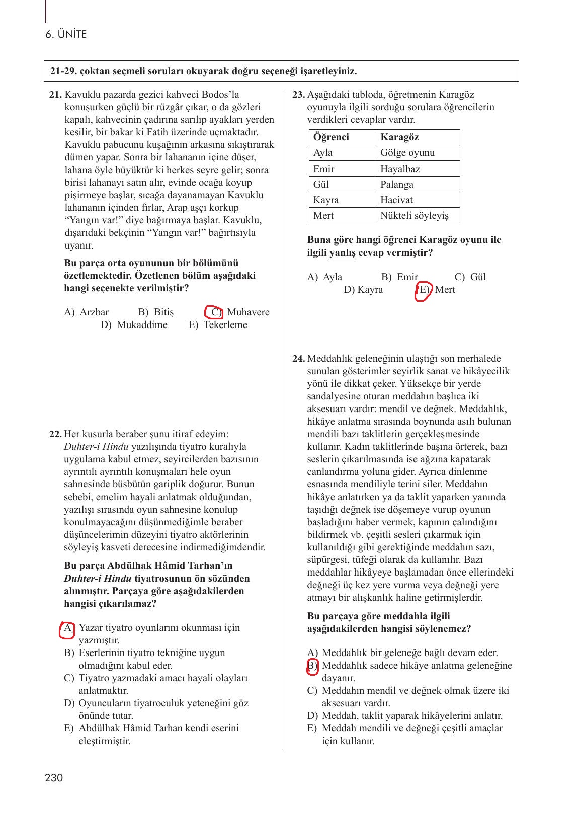 10. Sınıf Meb Yayınları Türk Dili Ve Edebiyatı Ders Kitabı Sayfa 230 Cevapları 10. Sınıf Meb Yayınları Türk Dili Ve Edebiyatı Ders Kitabı Sayfa 230 Cevapları