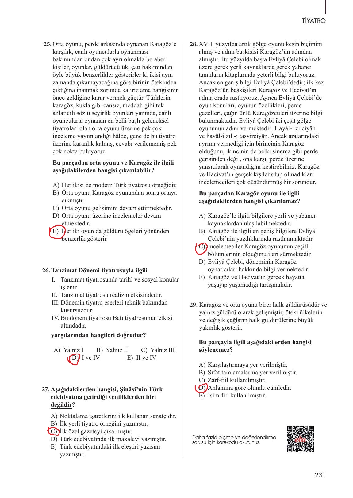 10. Sınıf Meb Yayınları Türk Dili Ve Edebiyatı Ders Kitabı Sayfa 231 Cevapları