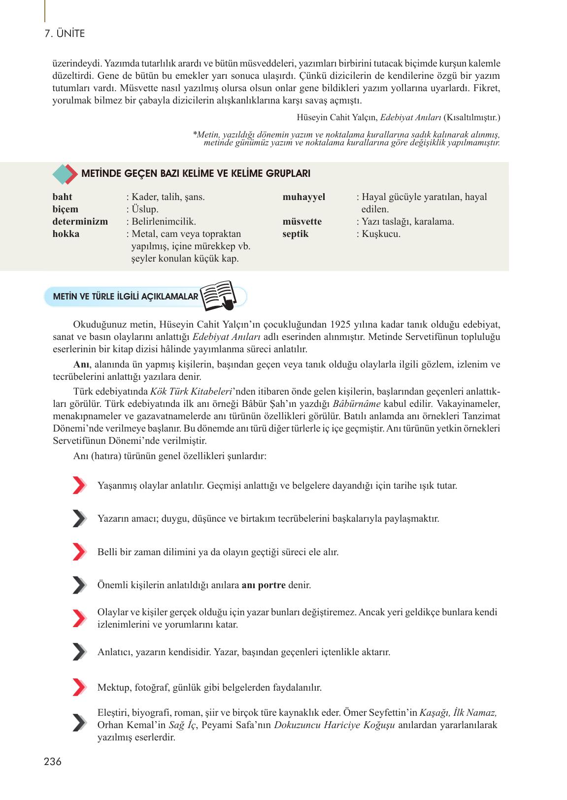 10. Sınıf Meb Yayınları Türk Dili Ve Edebiyatı Ders Kitabı Sayfa 236 Cevapları 10. Sınıf Meb Yayınları Türk Dili Ve Edebiyatı Ders Kitabı Sayfa 236 Cevapları
