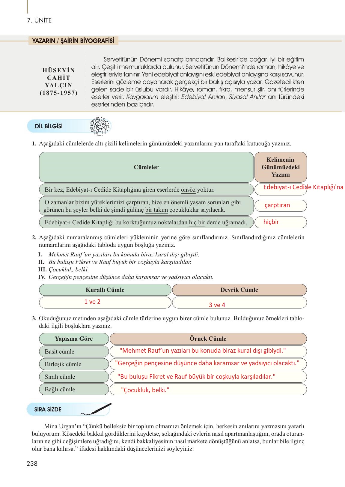 10. Sınıf Meb Yayınları Türk Dili Ve Edebiyatı Ders Kitabı Sayfa 238 Cevapları 10. Sınıf Meb Yayınları Türk Dili Ve Edebiyatı Ders Kitabı Sayfa 238 Cevapları