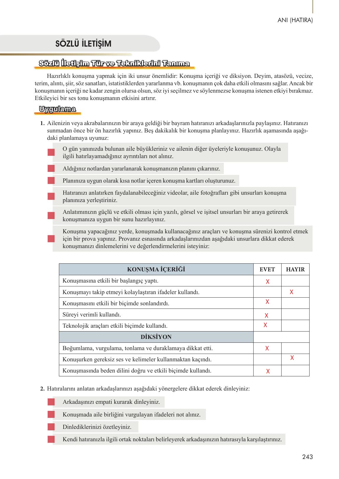 10. Sınıf Meb Yayınları Türk Dili Ve Edebiyatı Ders Kitabı Sayfa 243 Cevapları