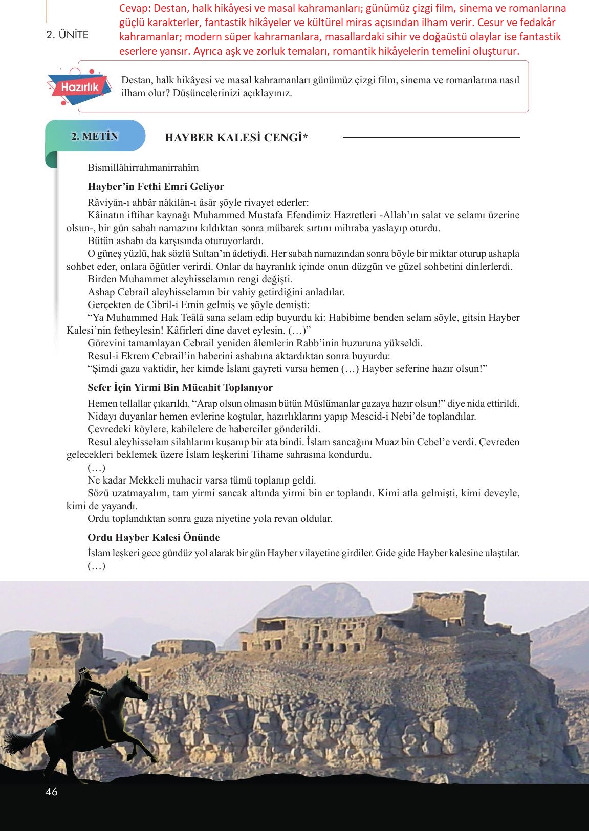 10. Sınıf Meb Yayınları Türk Dili Ve Edebiyatı Ders Kitabı Sayfa 46 Cevapları