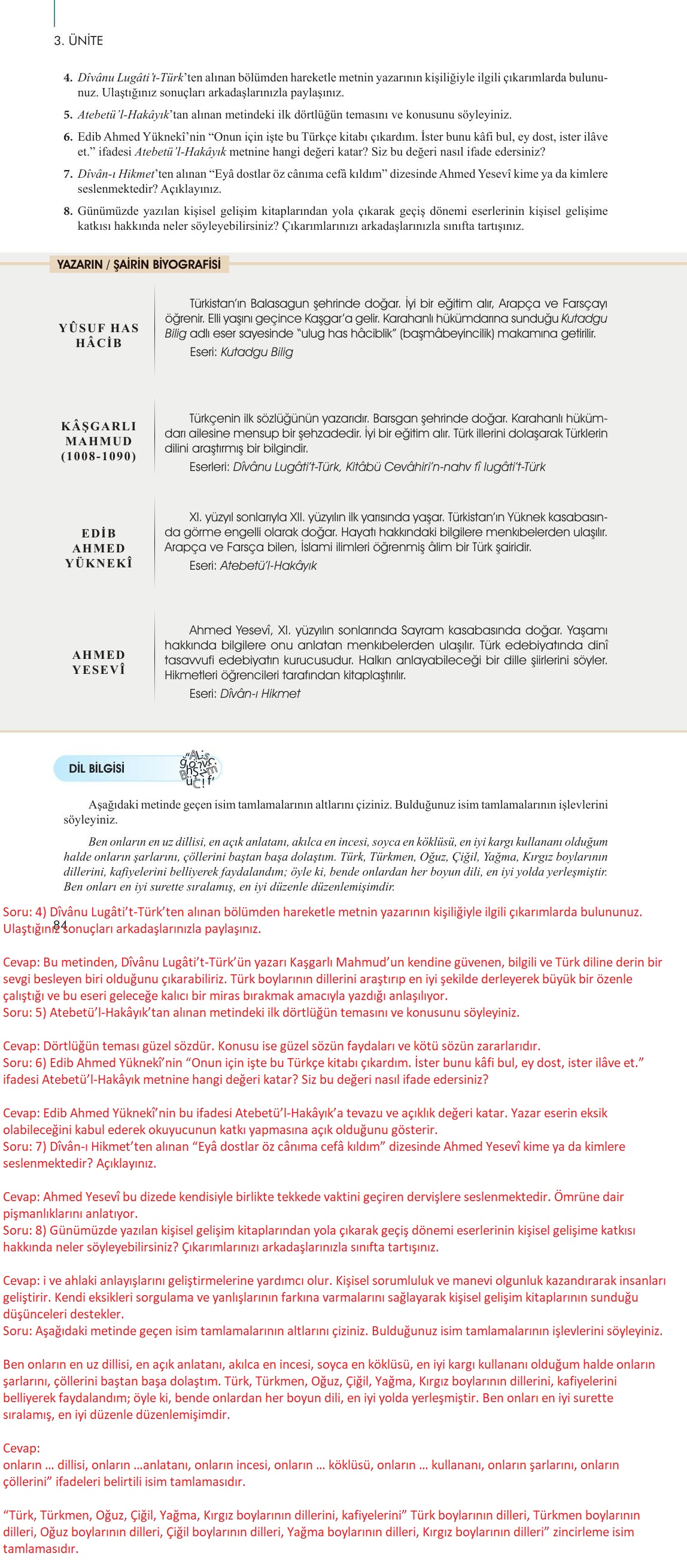 10. Sınıf Meb Yayınları Türk Dili Ve Edebiyatı Ders Kitabı Sayfa 84 Cevapları 10. Sınıf Meb Yayınları Türk Dili Ve Edebiyatı Ders Kitabı Sayfa 84 Cevapları