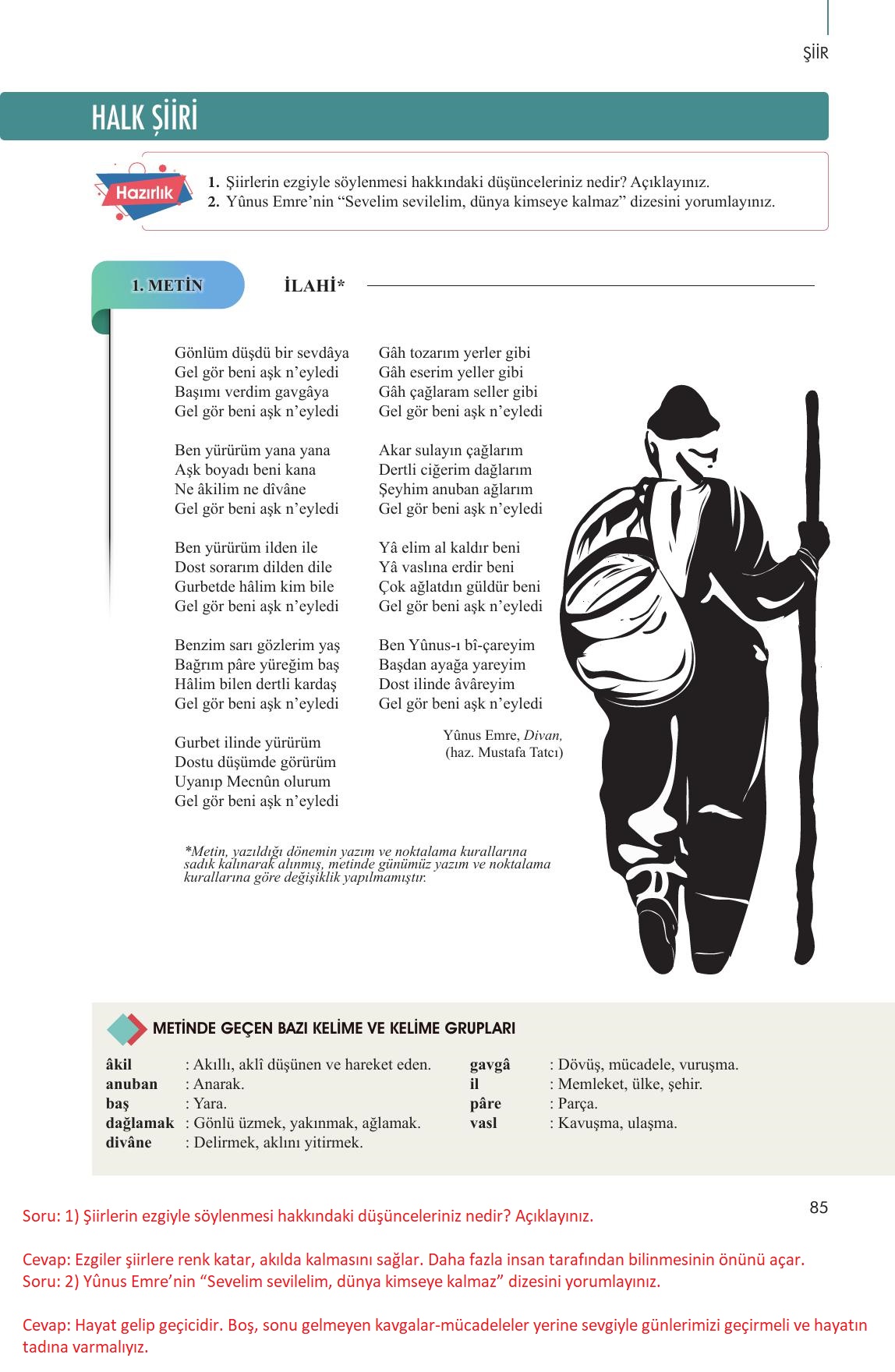 10. Sınıf Meb Yayınları Türk Dili Ve Edebiyatı Ders Kitabı Sayfa 85 Cevapları