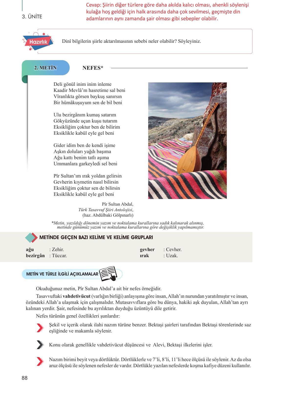 10. Sınıf Meb Yayınları Türk Dili Ve Edebiyatı Ders Kitabı Sayfa 88 Cevapları 10. Sınıf Meb Yayınları Türk Dili Ve Edebiyatı Ders Kitabı Sayfa 88 Cevapları