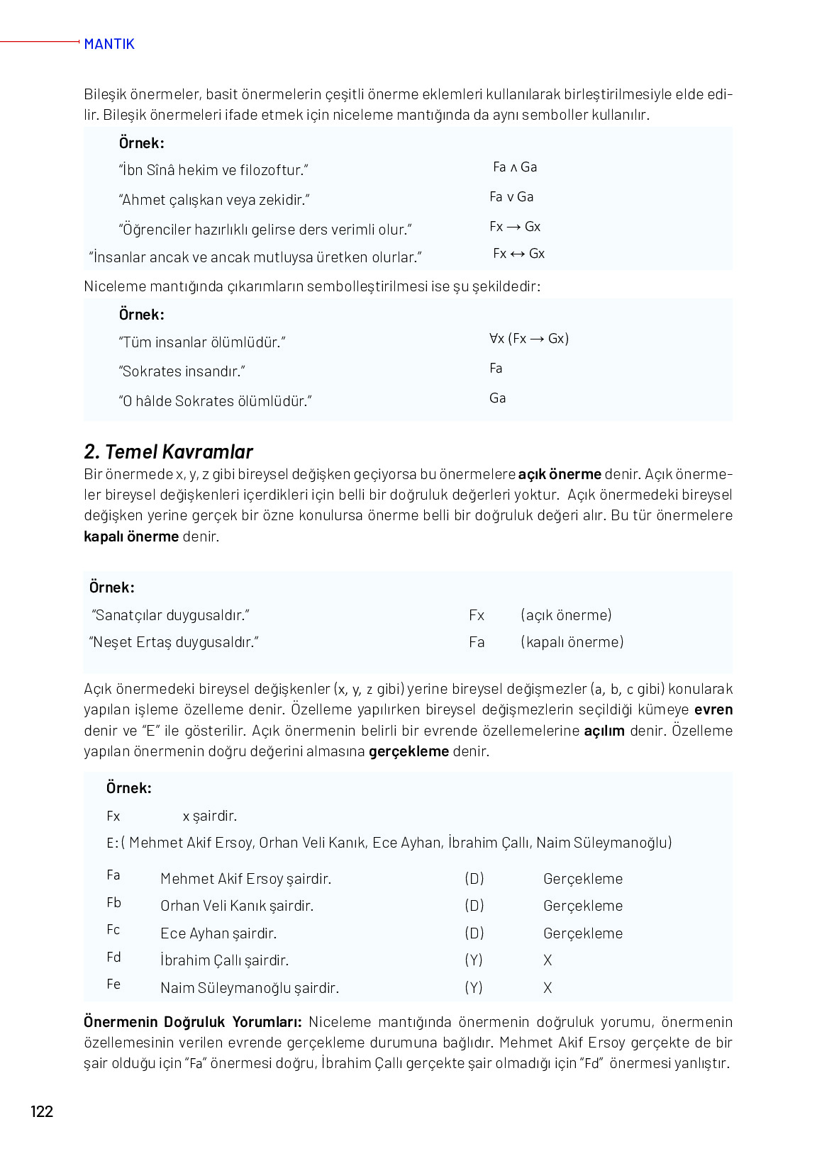 11-12. Sınıf Meb Yayınları Mantık Ders Kitabı Sayfa 122 Cevapları 11-12. Sınıf Meb Yayınları Mantık Ders Kitabı Sayfa 122 Cevapları