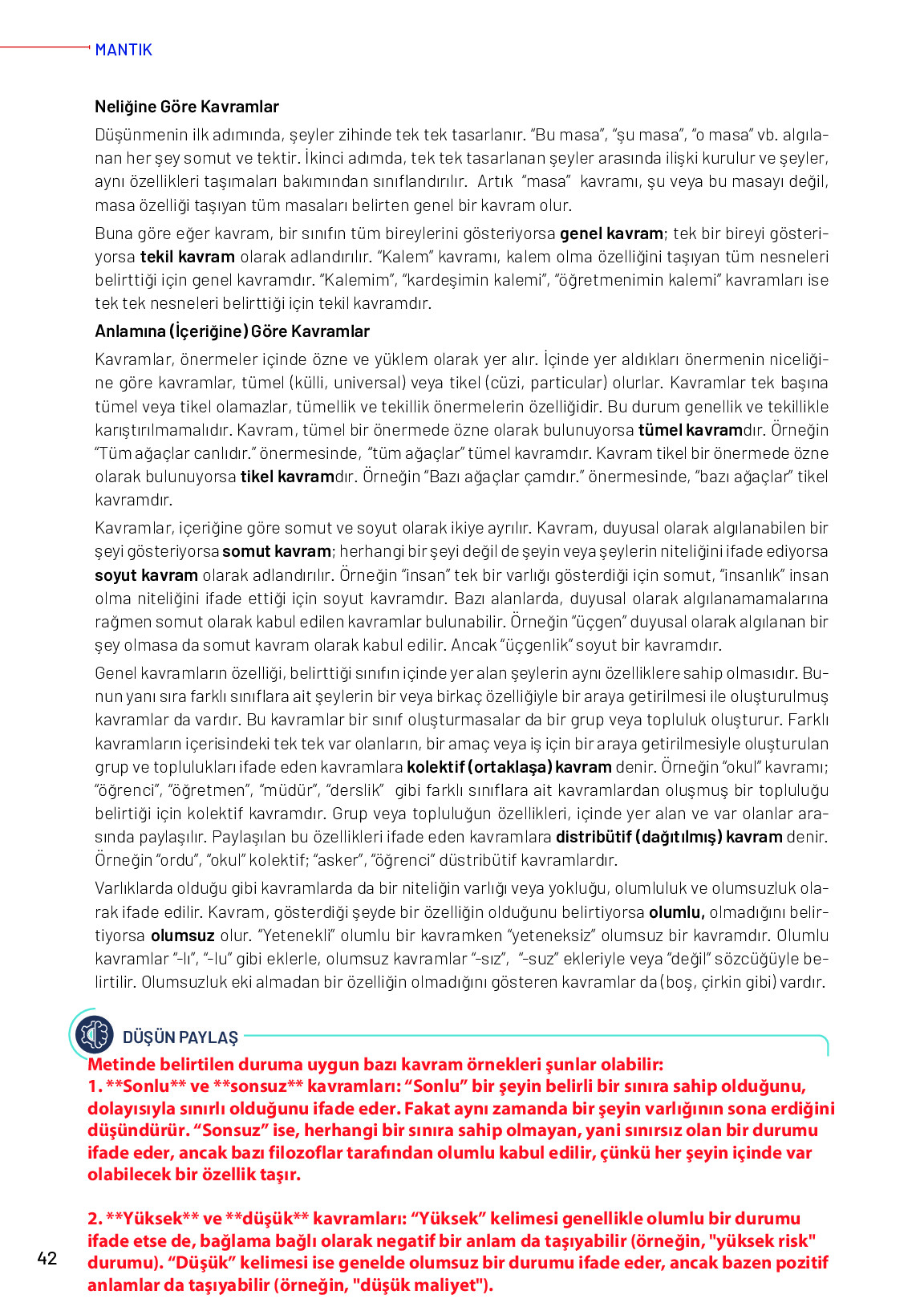 11-12. Sınıf Meb Yayınları Mantık Ders Kitabı Sayfa 42 Cevapları 11-12. Sınıf Meb Yayınları Mantık Ders Kitabı Sayfa 42 Cevapları