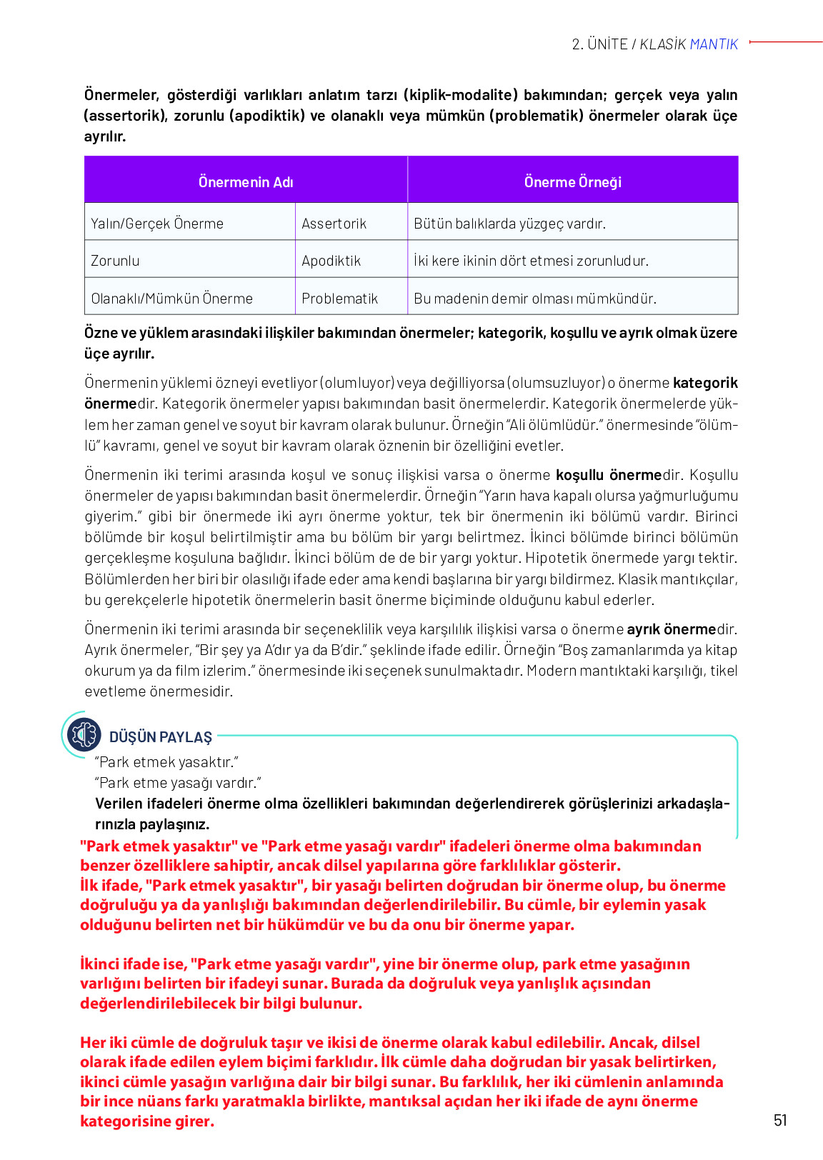 11-12. Sınıf Meb Yayınları Mantık Ders Kitabı Sayfa 51 Cevapları 11-12. Sınıf Meb Yayınları Mantık Ders Kitabı Sayfa 51 Cevapları