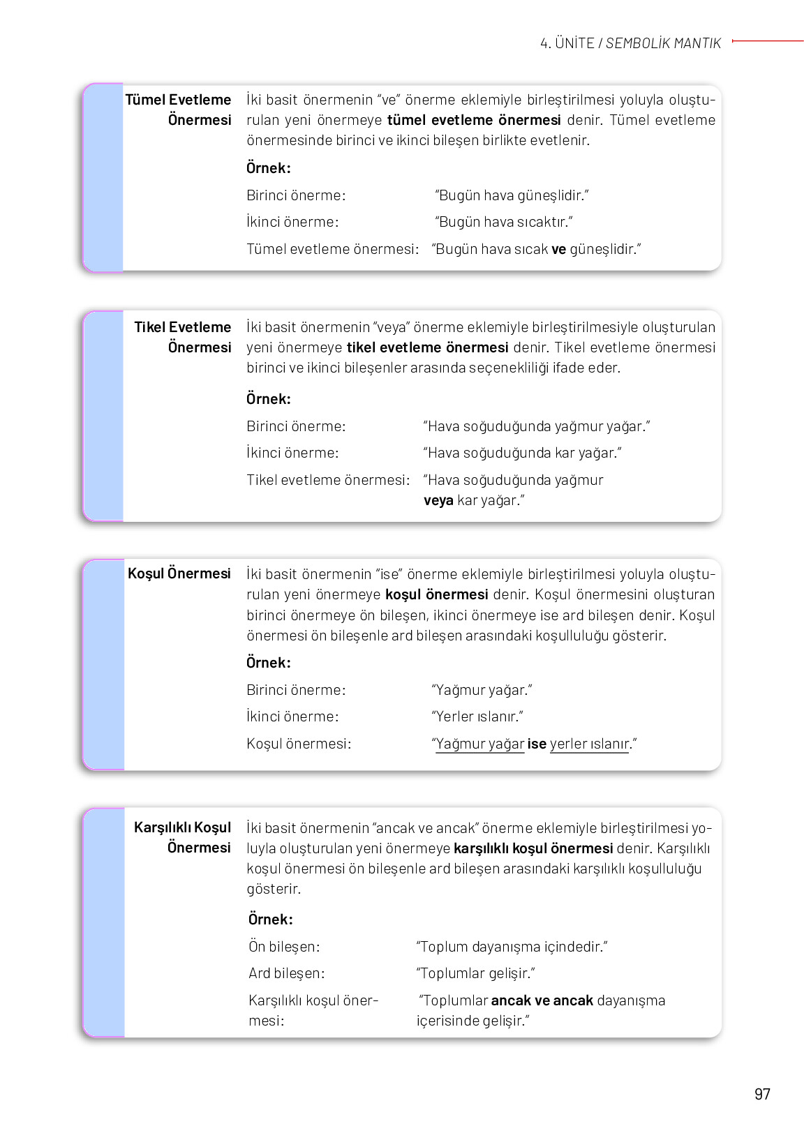 11-12. Sınıf Meb Yayınları Mantık Ders Kitabı Sayfa 97 Cevapları