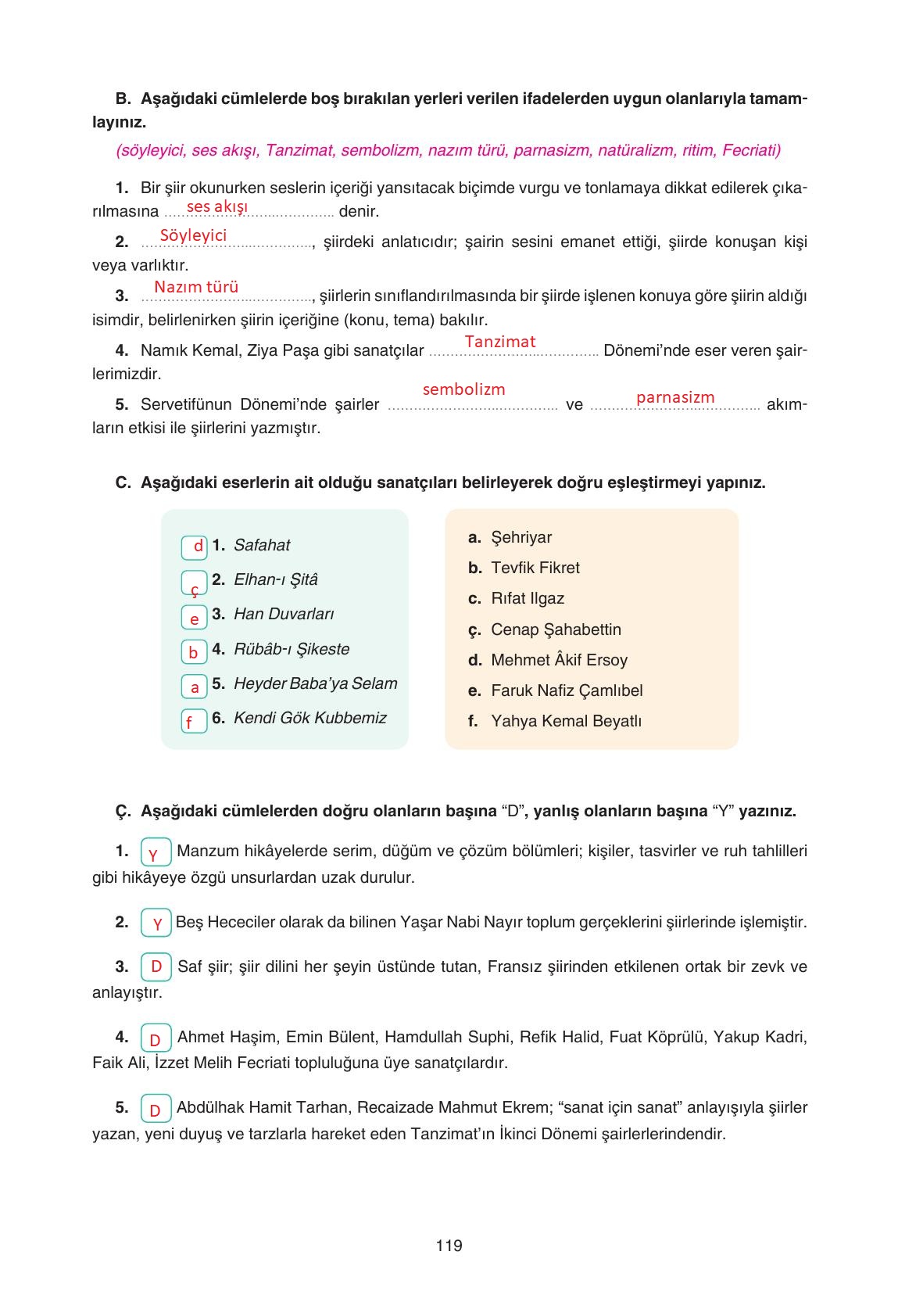 11. Sınıf Gizem Yayınları Türk Dili Ve Edebiyatı Ders Kitabı Sayfa 119 Cevapları 11. Sınıf Gizem Yayınları Türk Dili Ve Edebiyatı Ders Kitabı Sayfa 119 Cevapları