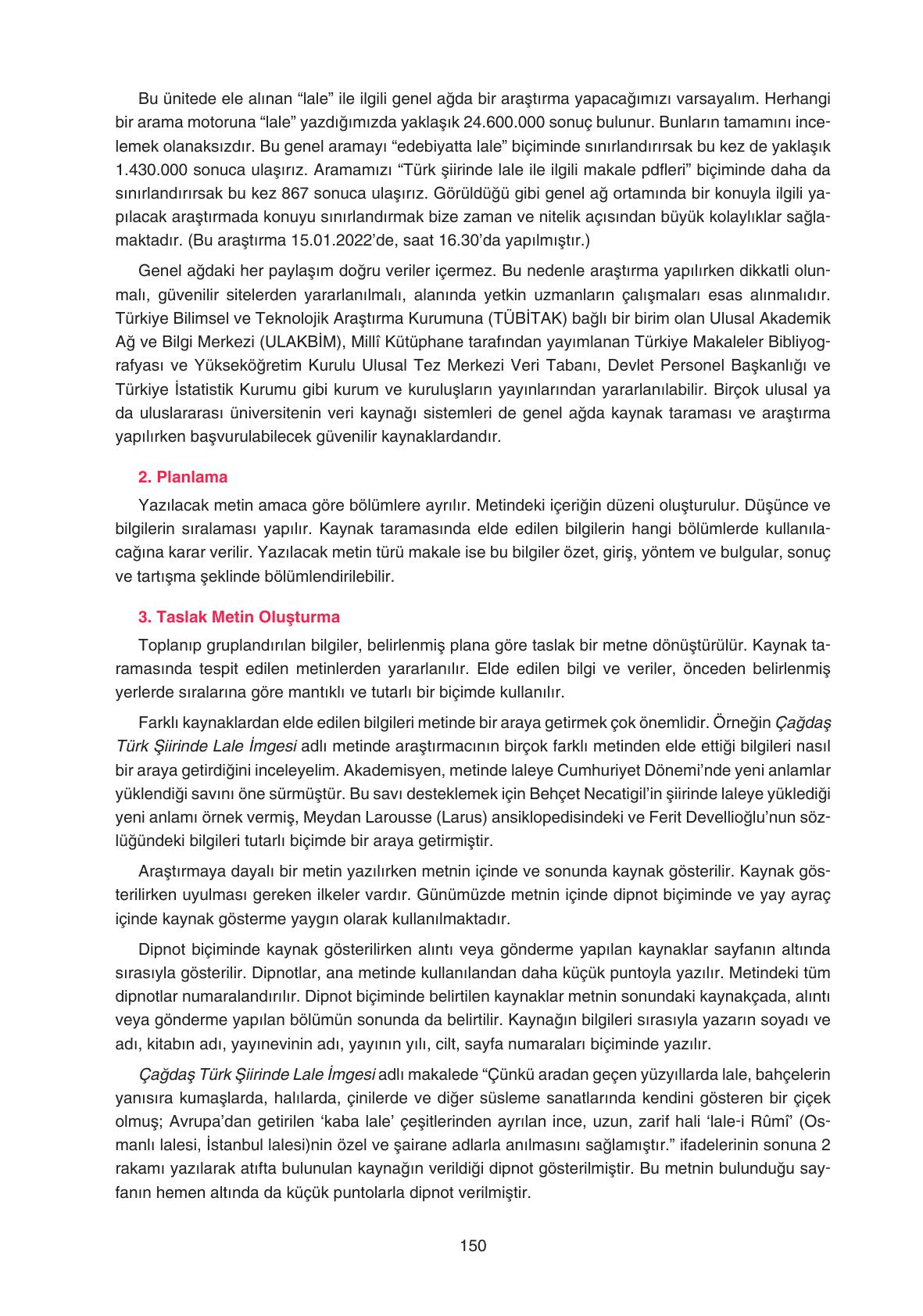 11. Sınıf Gizem Yayınları Türk Dili Ve Edebiyatı Ders Kitabı Sayfa 150 Cevapları