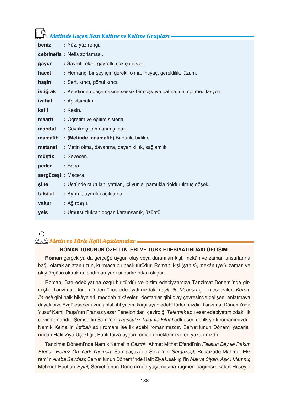 11. Sınıf Gizem Yayınları Türk Dili Ve Edebiyatı Ders Kitabı Sayfa 188 Cevapları 11. Sınıf Gizem Yayınları Türk Dili Ve Edebiyatı Ders Kitabı Sayfa 188 Cevapları