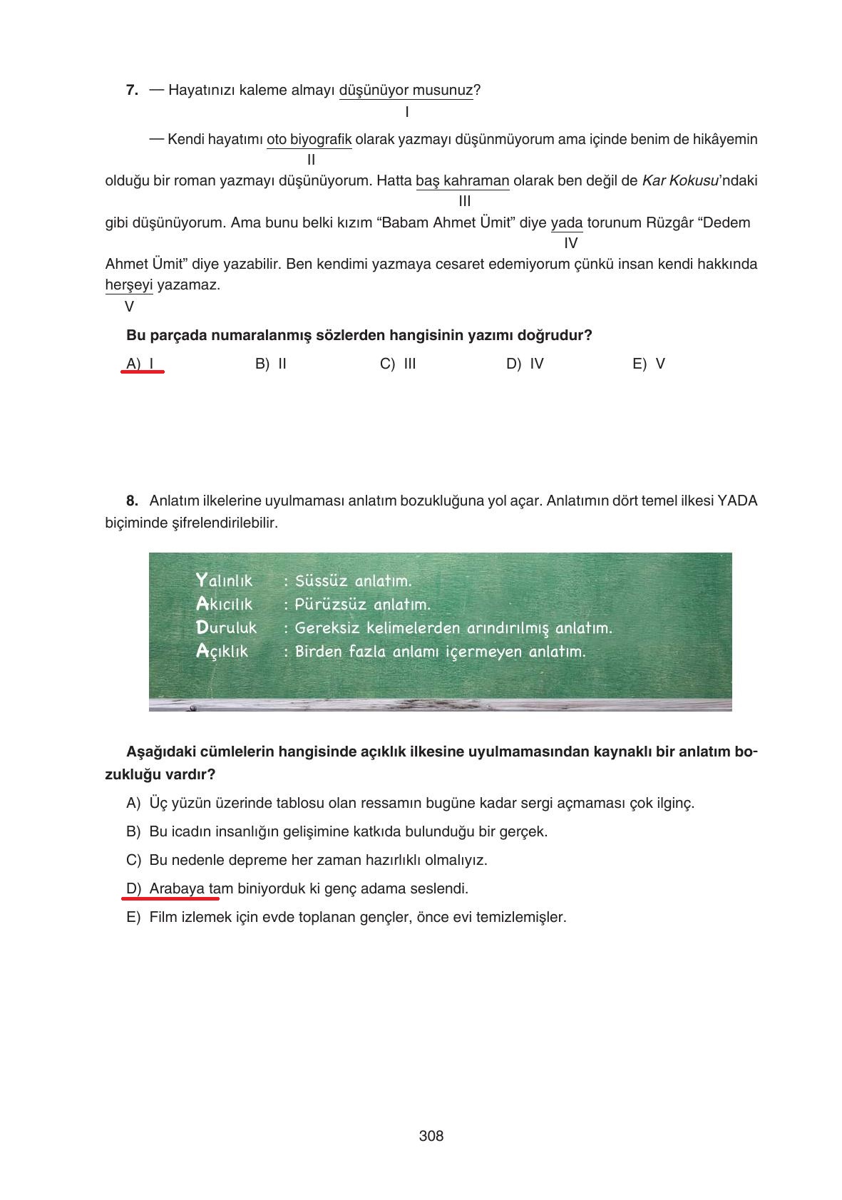 11. Sınıf Gizem Yayınları Türk Dili Ve Edebiyatı Ders Kitabı Sayfa 308 Cevapları 11. Sınıf Gizem Yayınları Türk Dili Ve Edebiyatı Ders Kitabı Sayfa 308 Cevapları