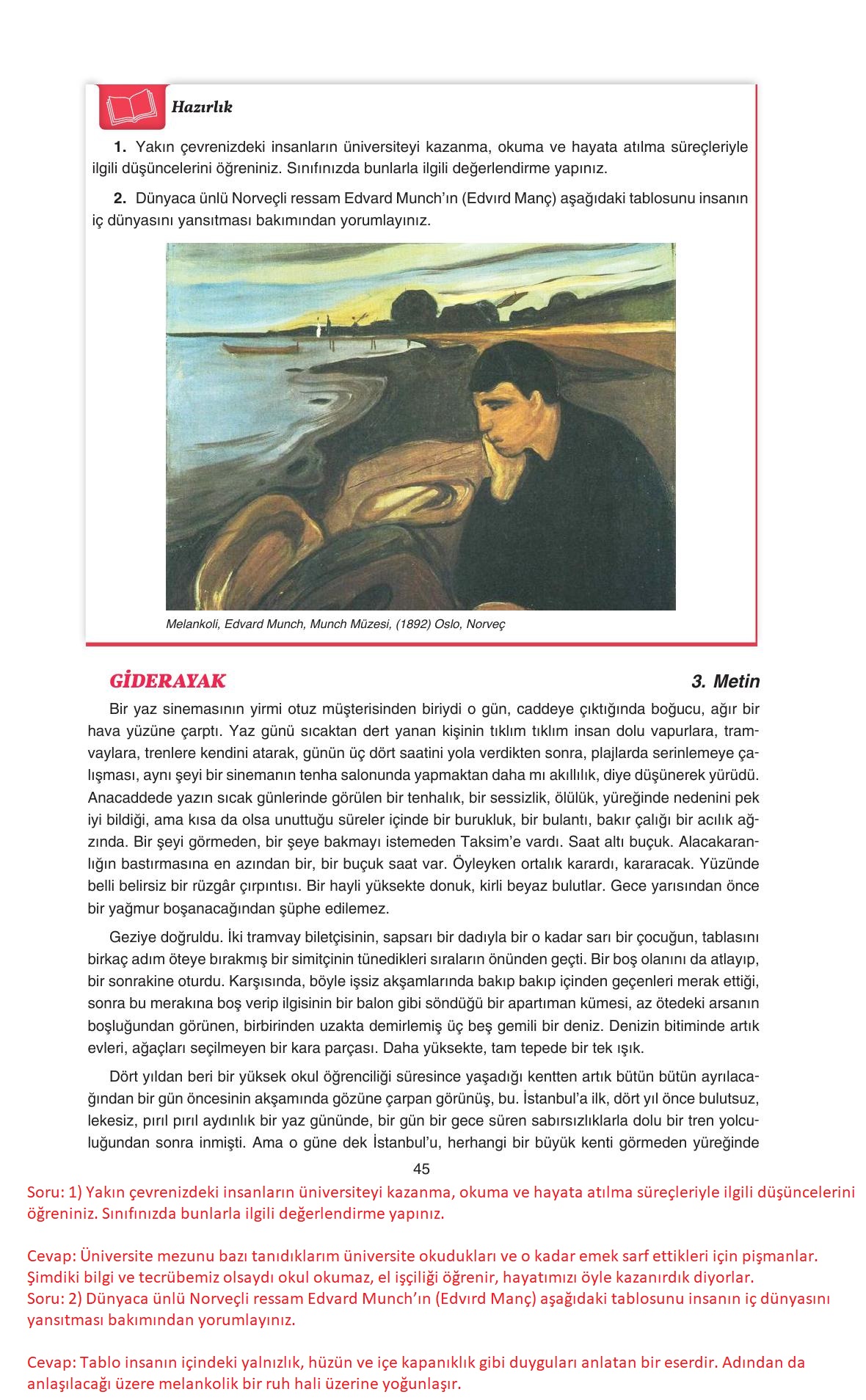 11. Sınıf Gizem Yayınları Türk Dili Ve Edebiyatı Ders Kitabı Sayfa 45 Cevapları 11. Sınıf Gizem Yayınları Türk Dili Ve Edebiyatı Ders Kitabı Sayfa 45 Cevapları