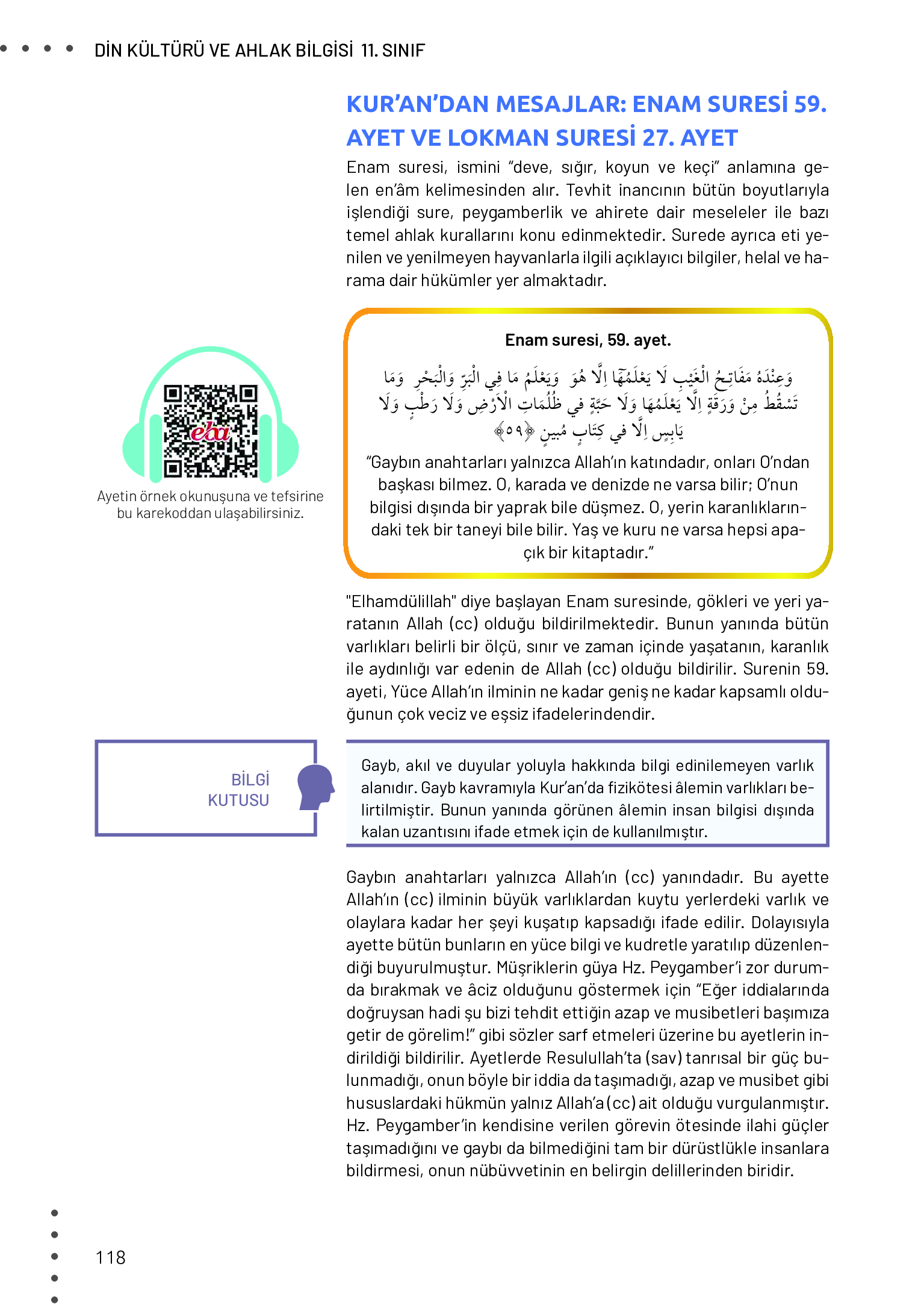 11. Sınıf Meb Yayınları Din Kültürü Ve Ahlak Bilgisi Ders Kitabı Sayfa 118 Cevapları