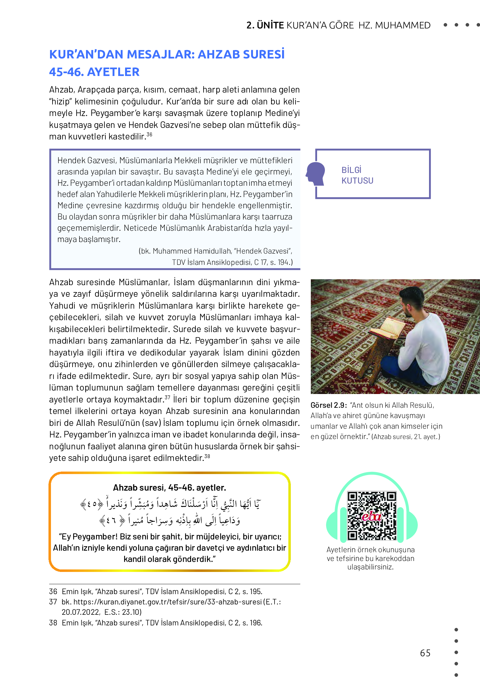 11. Sınıf Meb Yayınları Din Kültürü Ve Ahlak Bilgisi Ders Kitabı Sayfa 65 Cevapları