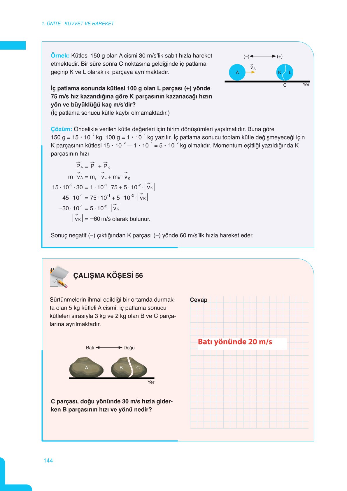 11. Sınıf Meb Yayınları Fen Lisesi Fizik Ders Kitabı Sayfa 144 Cevapları