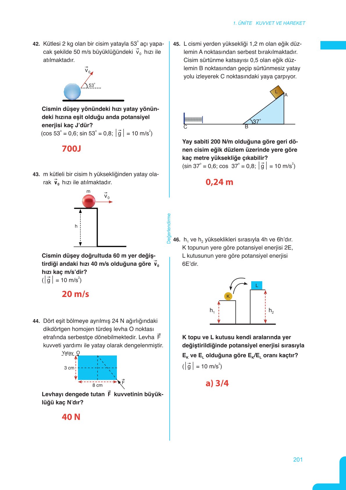 11. Sınıf Meb Yayınları Fen Lisesi Fizik Ders Kitabı Sayfa 201 Cevapları 11. Sınıf Meb Yayınları Fen Lisesi Fizik Ders Kitabı Sayfa 201 Cevapları