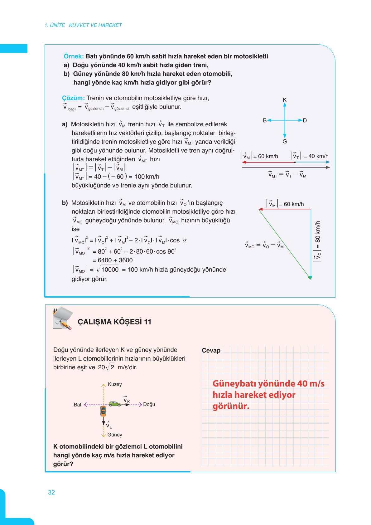 11. Sınıf Meb Yayınları Fen Lisesi Fizik Ders Kitabı Sayfa 32 Cevapları