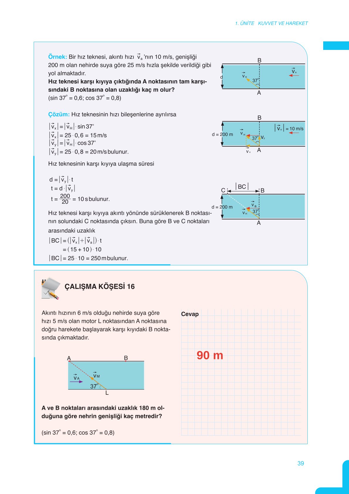 11. Sınıf Meb Yayınları Fen Lisesi Fizik Ders Kitabı Sayfa 39 Cevapları